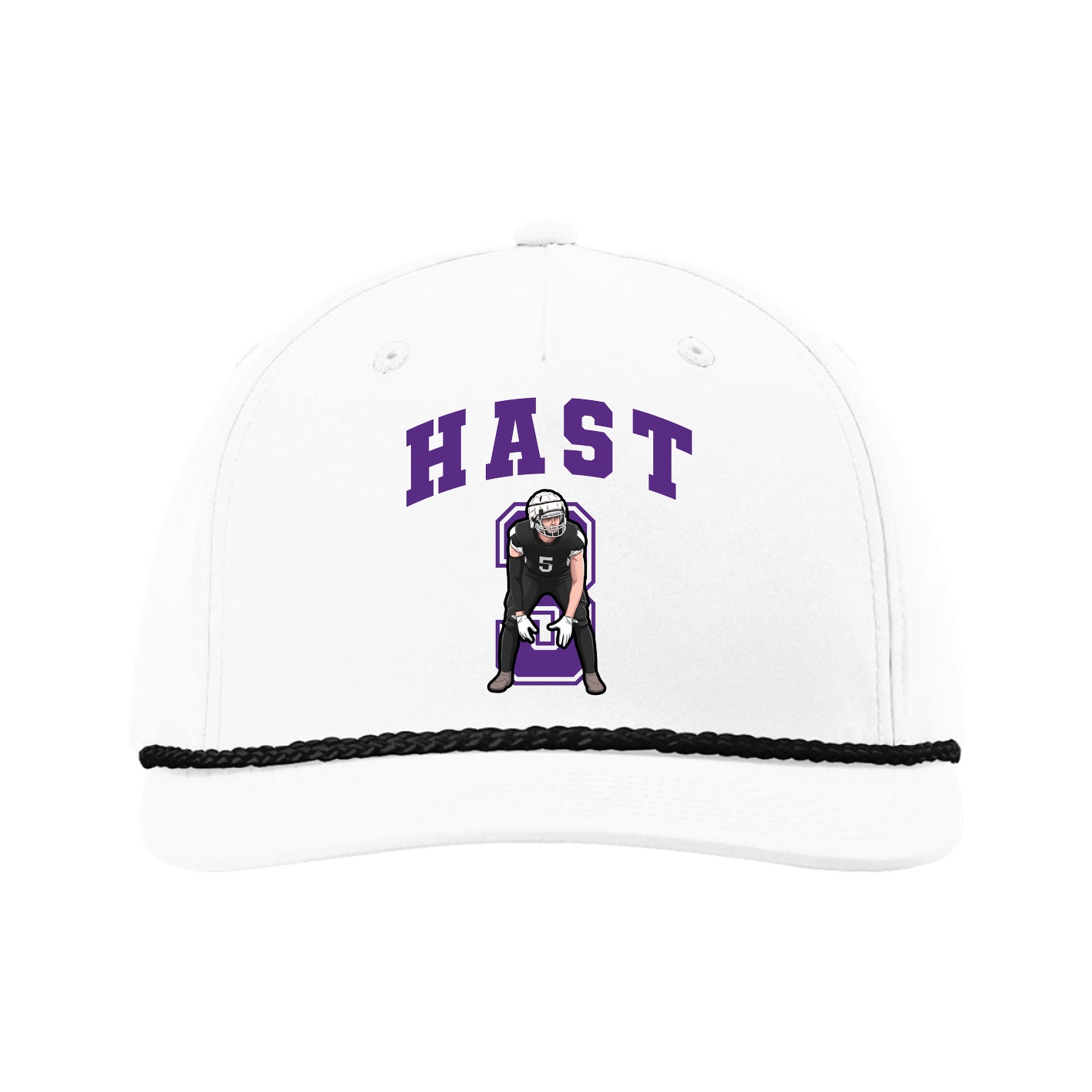 Five-Panel Classic Rope Cap — Number in White