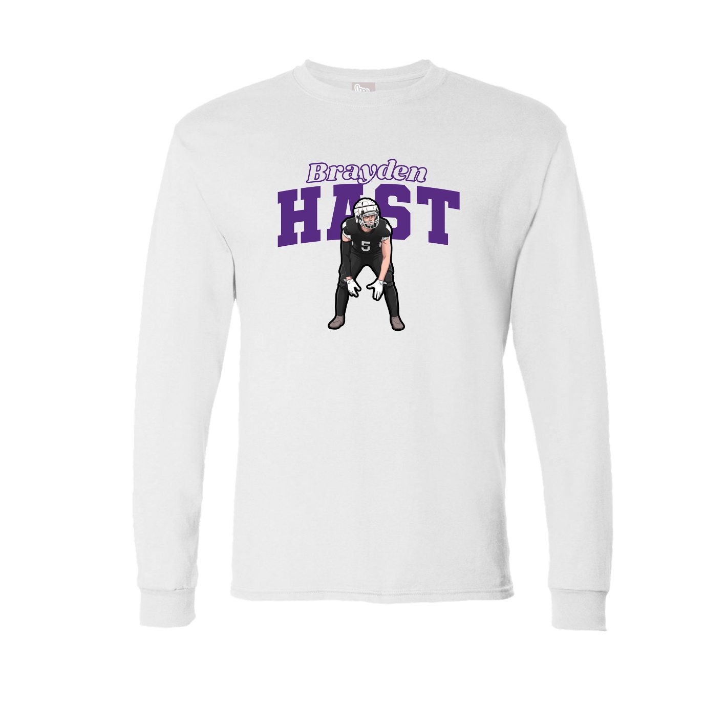 Long Sleeve Tee — Name Arch in White