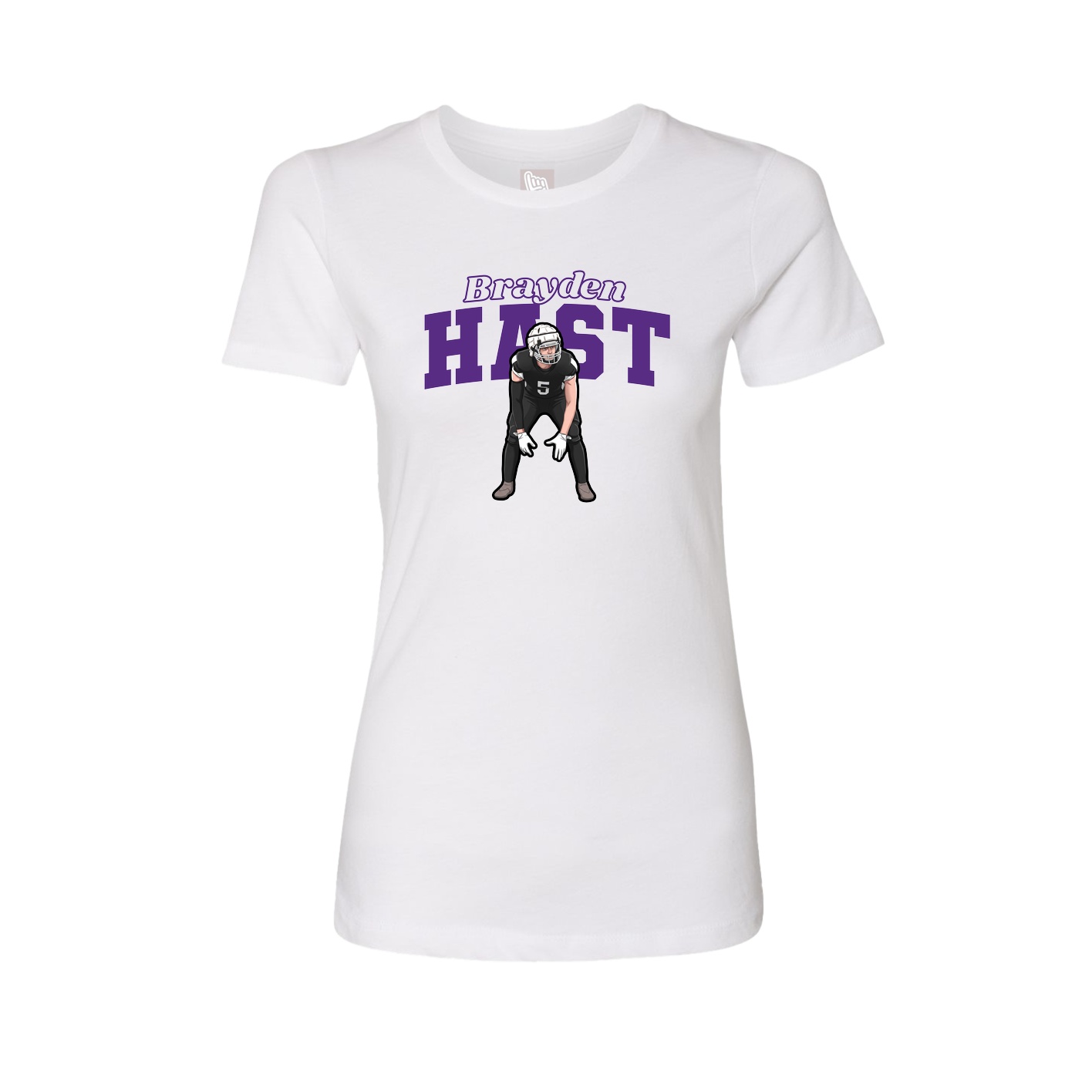 Fitted Women's Tee — Name Arch in White