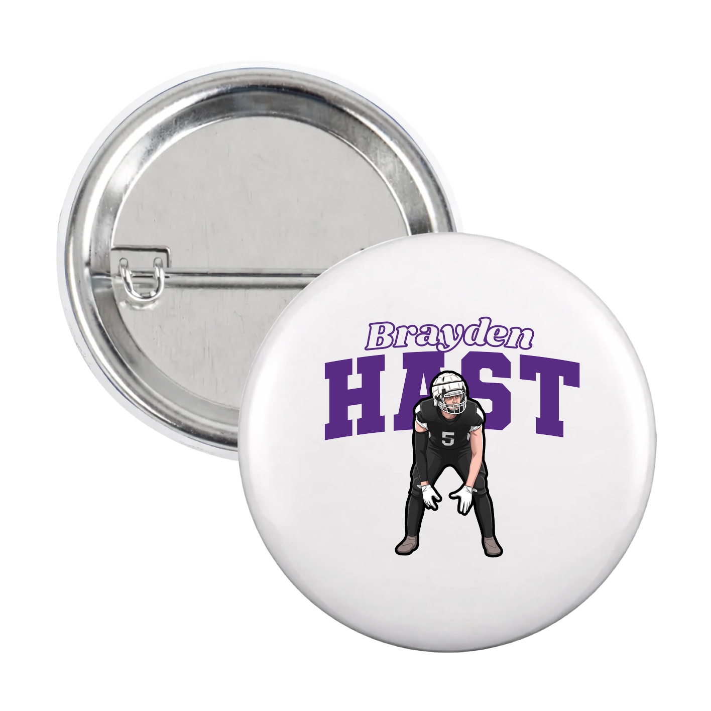 Game Day Button — Name Arch in White