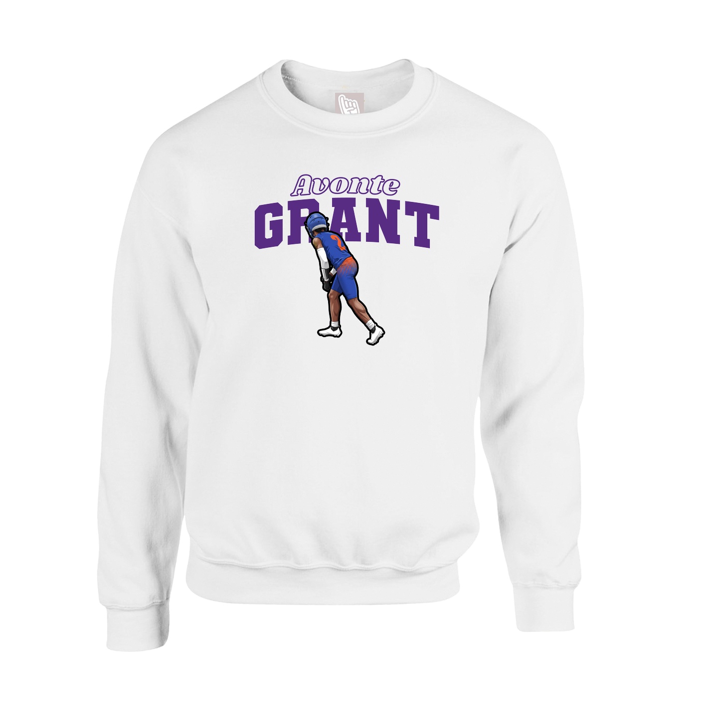 Fleece Crew — Name Arch in White