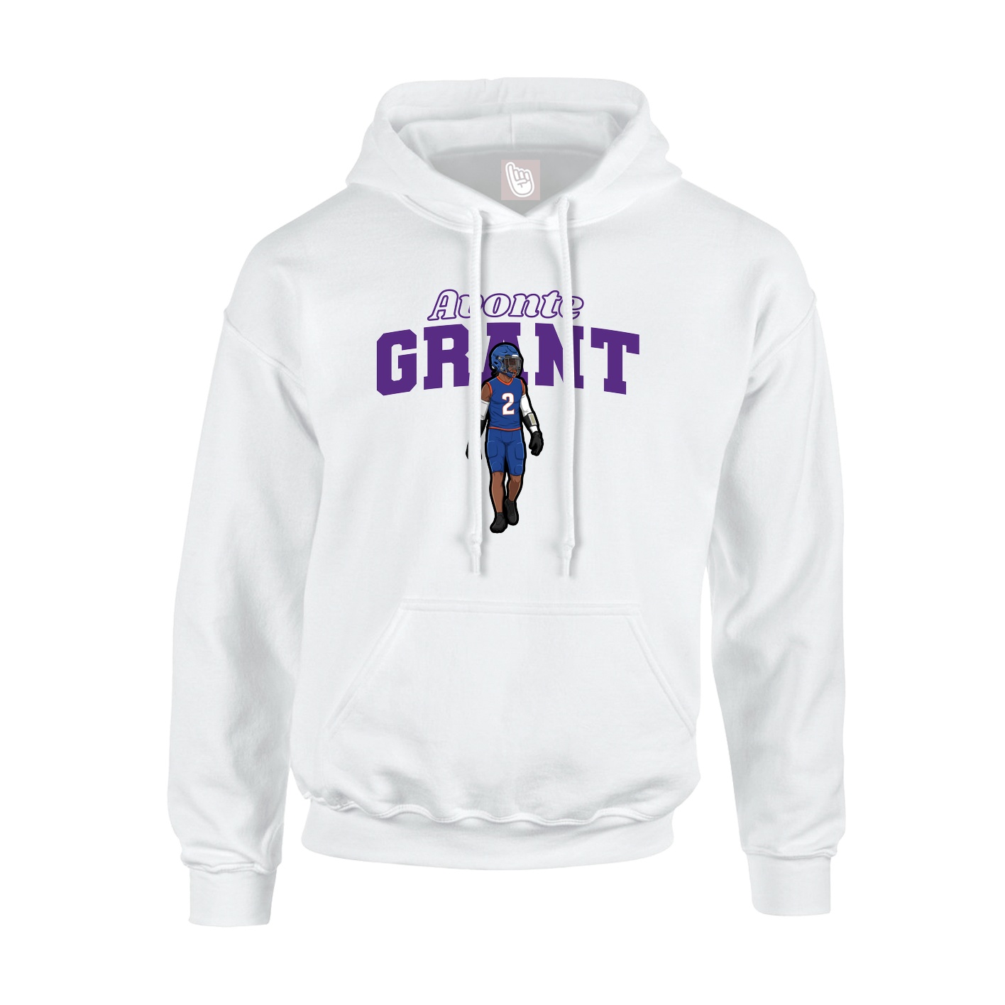 Youth Hoodie — Name Arch in White