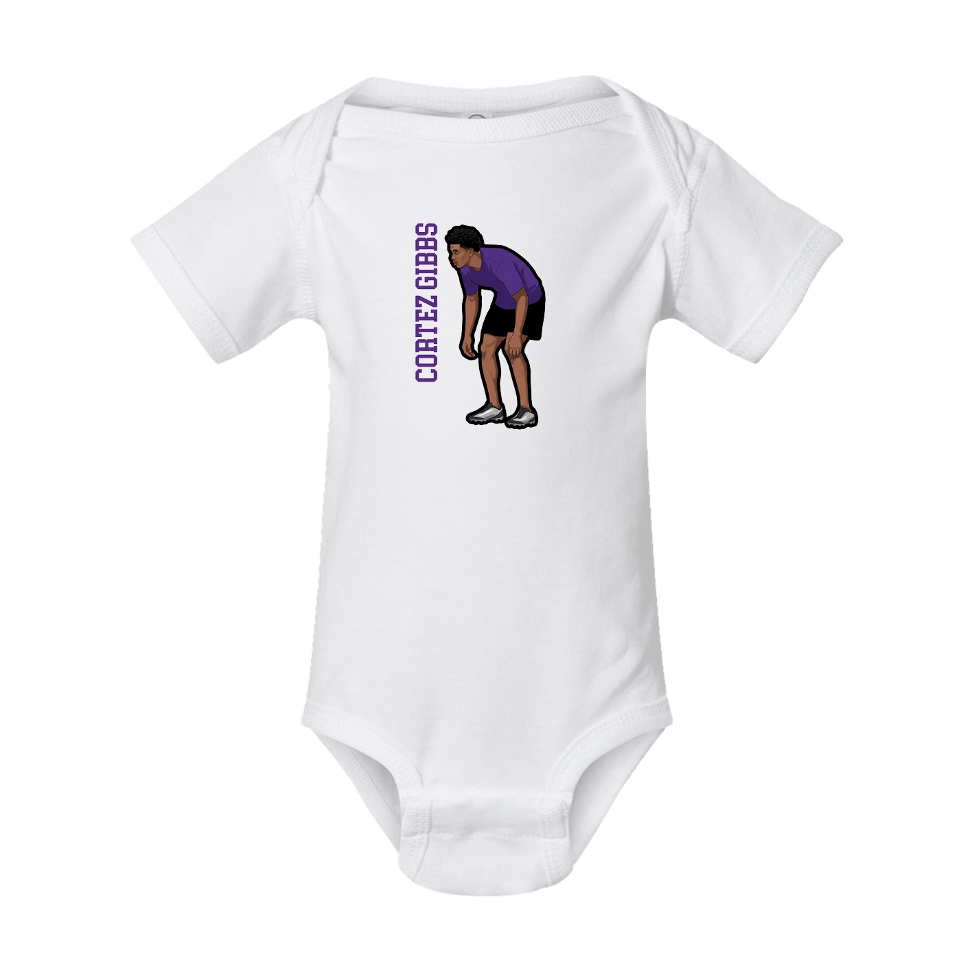Baby Onesie — Name Vertical in White