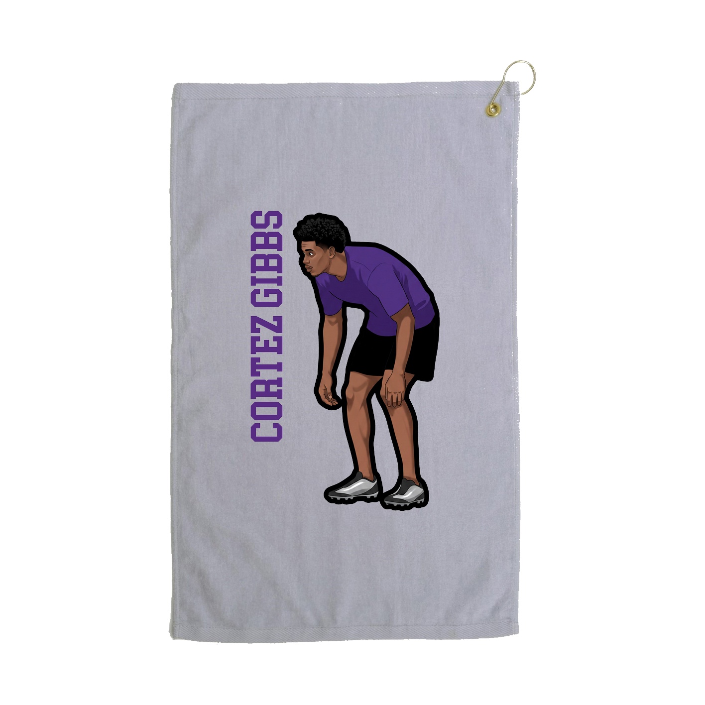 Golf Towel — Name Vertical in Grey