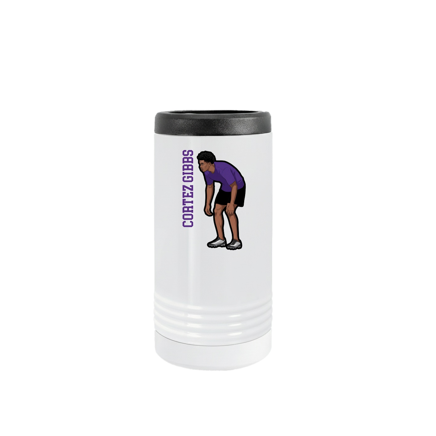 Slim Beverage Holder — Name Vertical in White