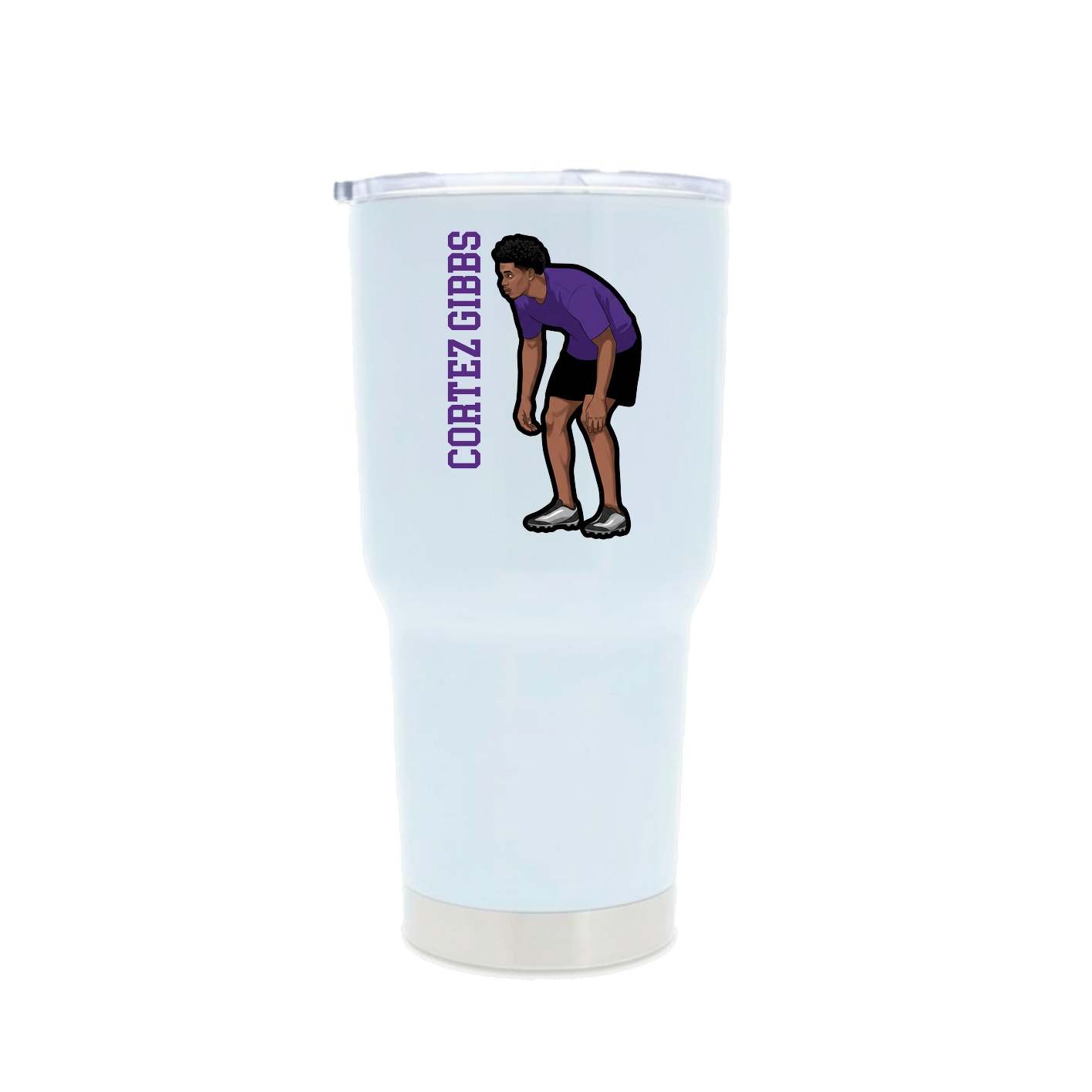 30oz Stainless Steel Tumbler — Name Vertical in White