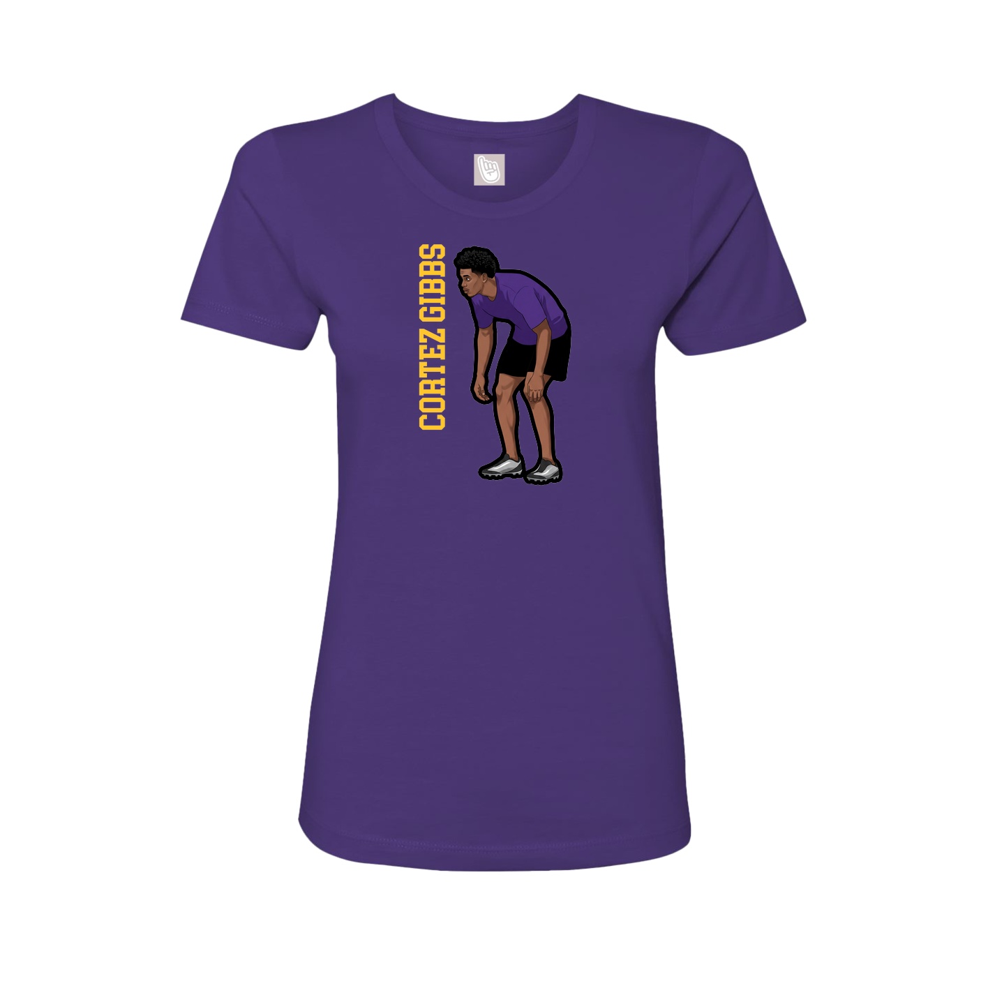 Fitted Women's Tee — Name Vertical in Purple