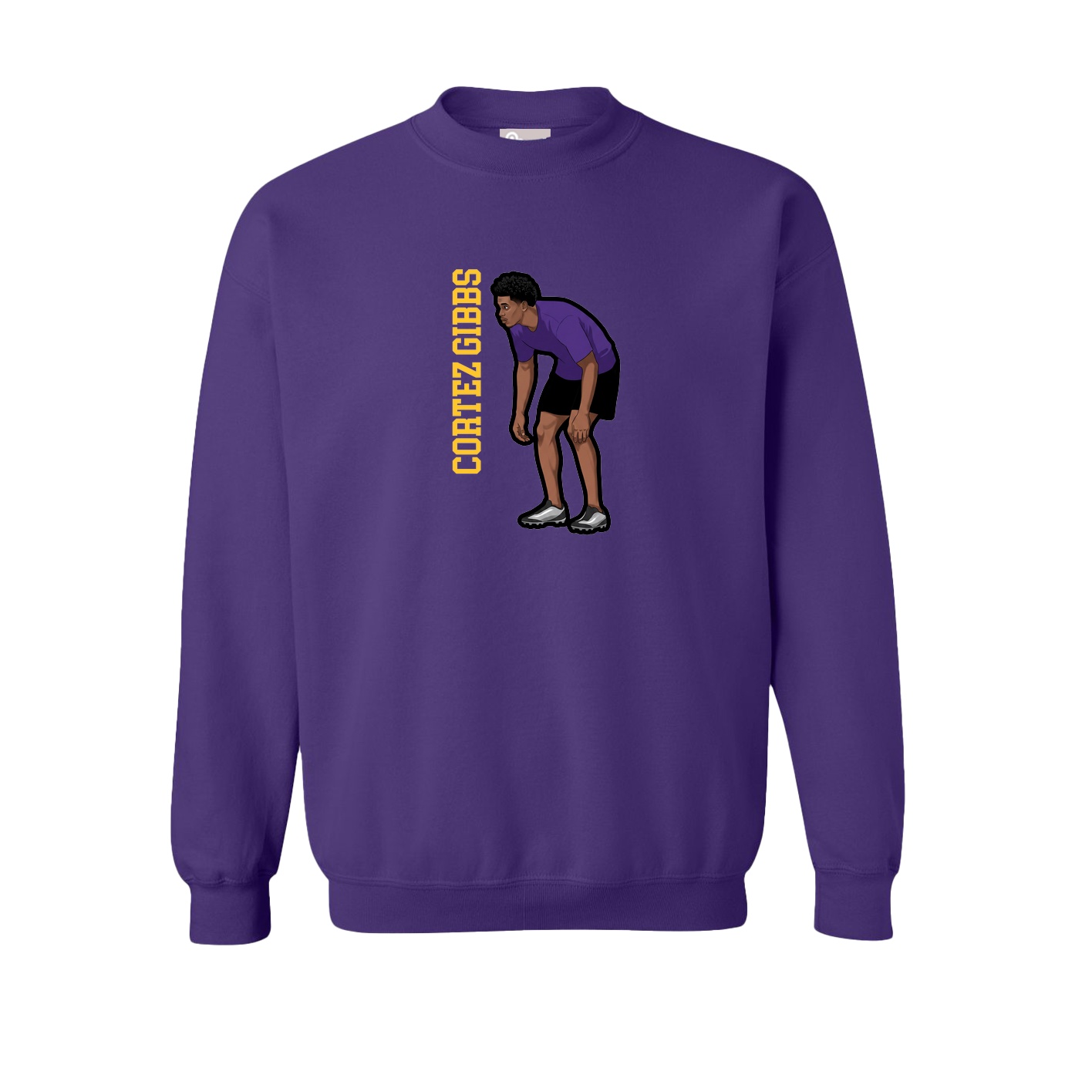 Fleece Crew — Name Vertical in Purple