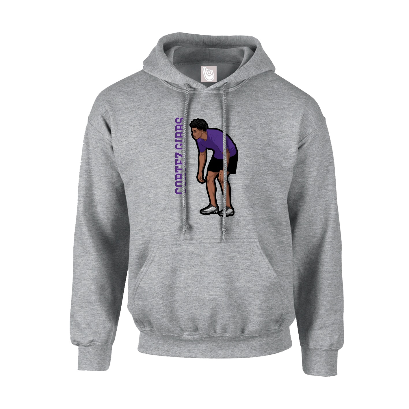 Youth Hoodie — Name Vertical in Grey