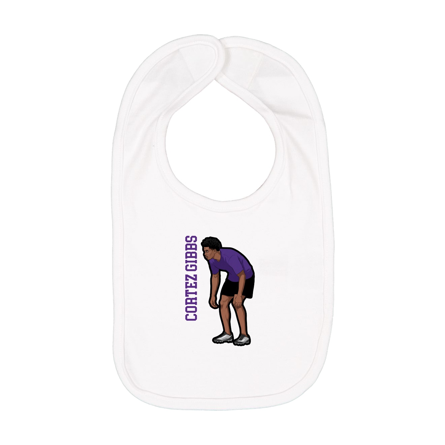 Infant Bib — Name Vertical in White