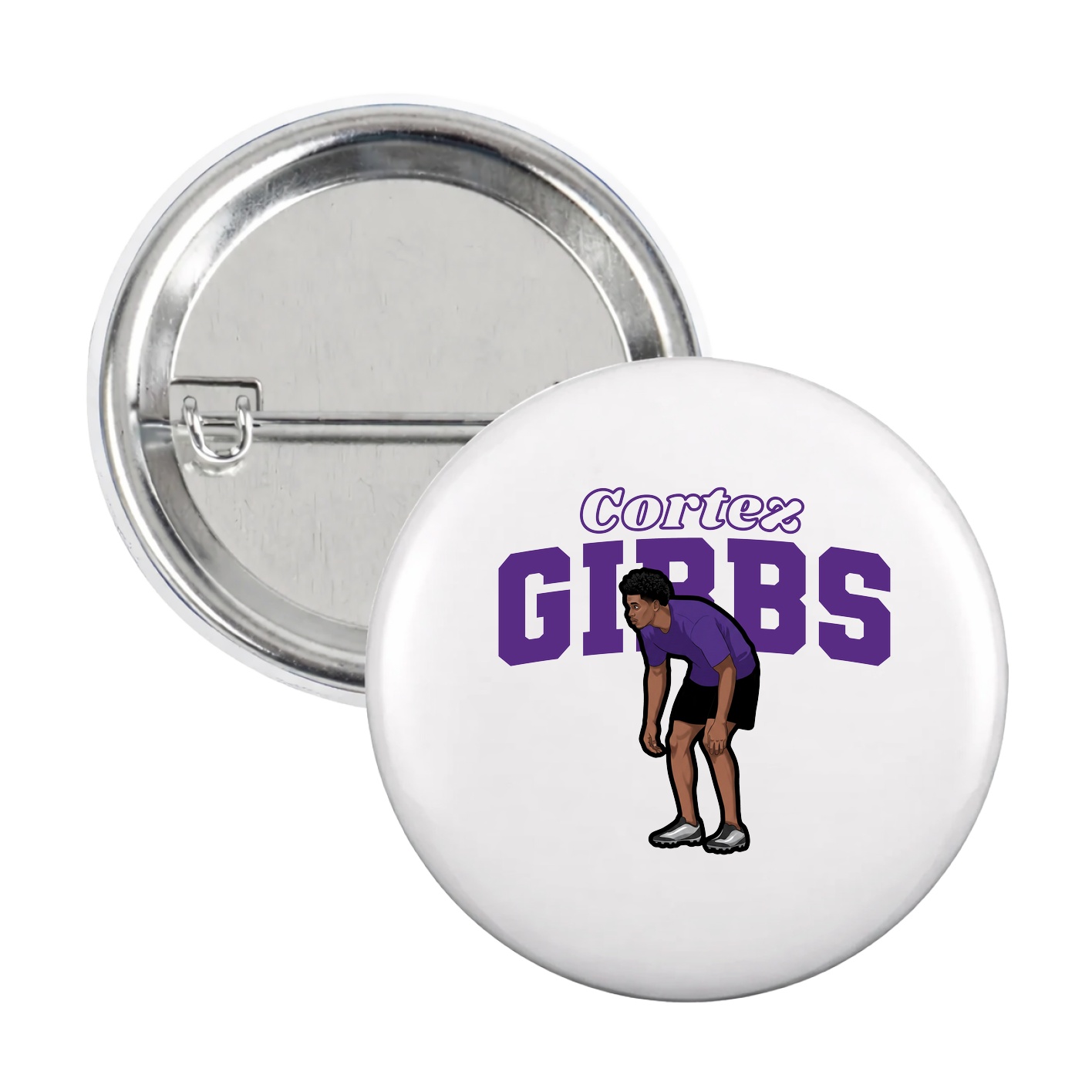 Game Day Button — Name Arch in White