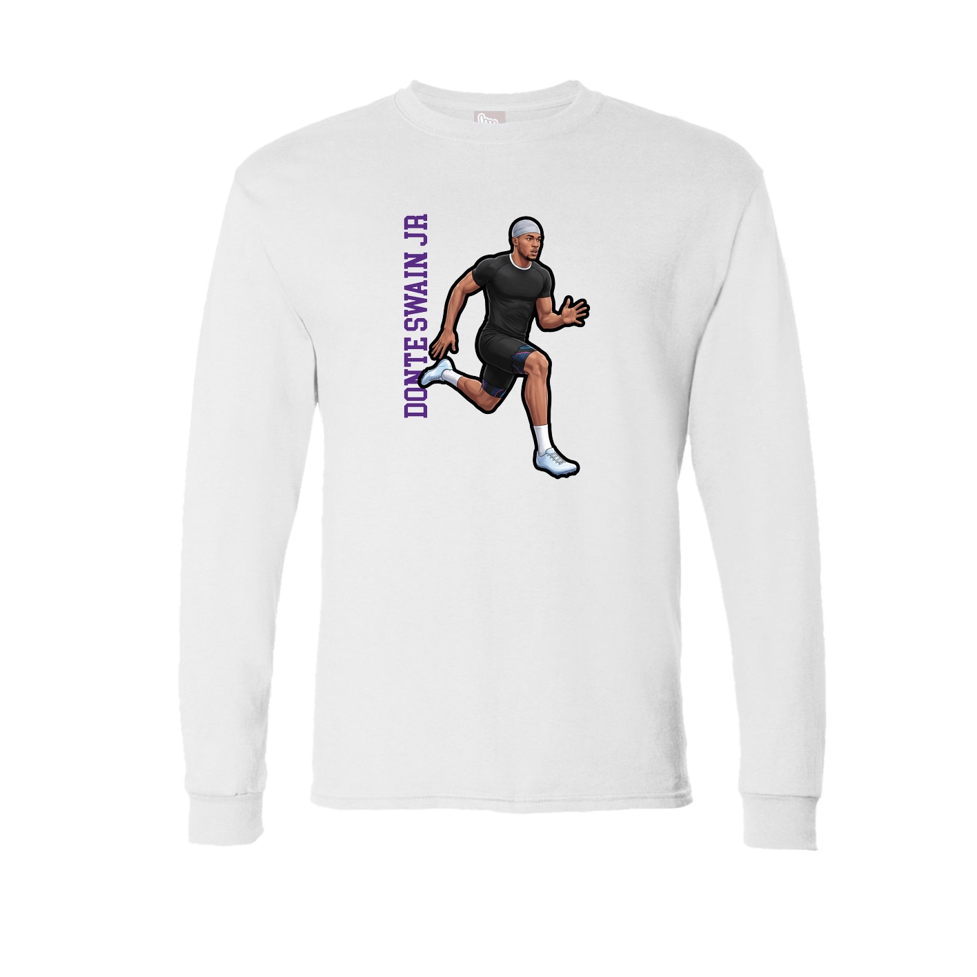 Long Sleeve Tee — Name Vertical in White