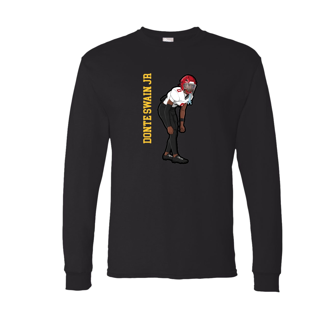 Long Sleeve Tee — Name Vertical in Black