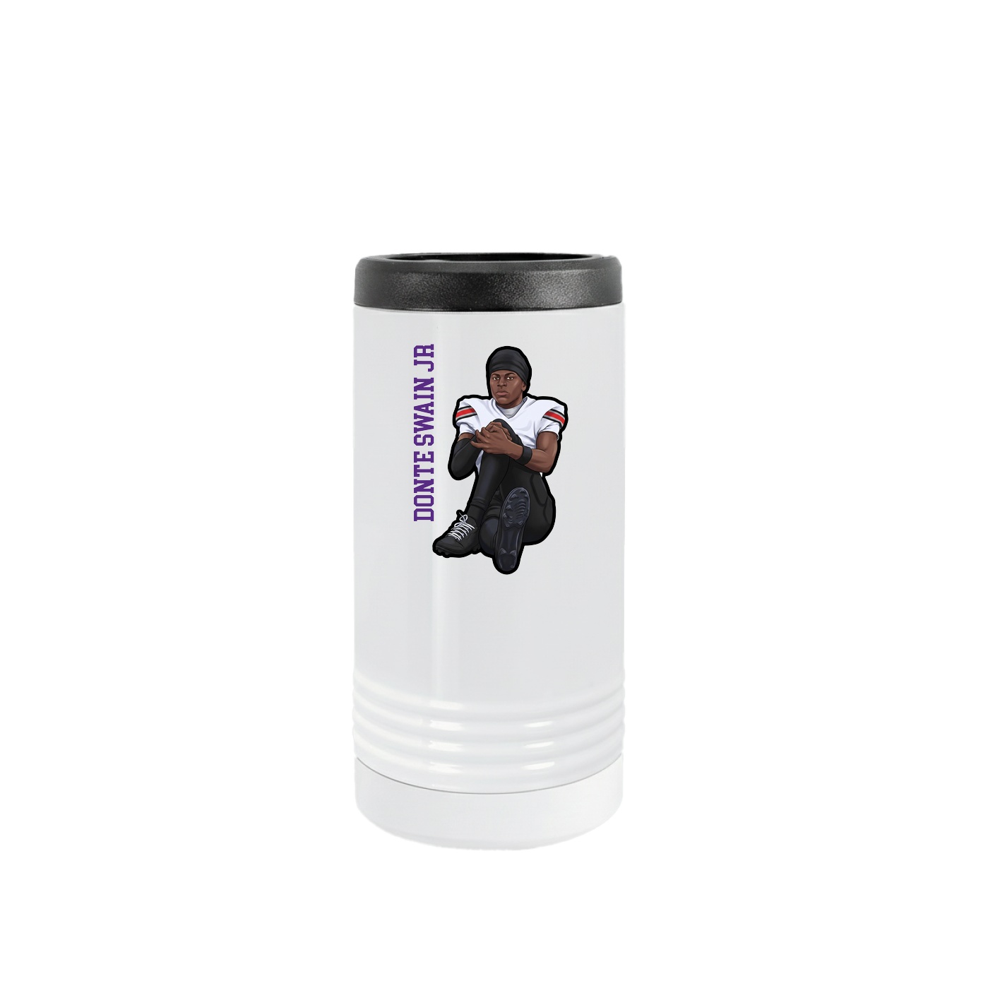 Slim Beverage Holder — Name Vertical in White