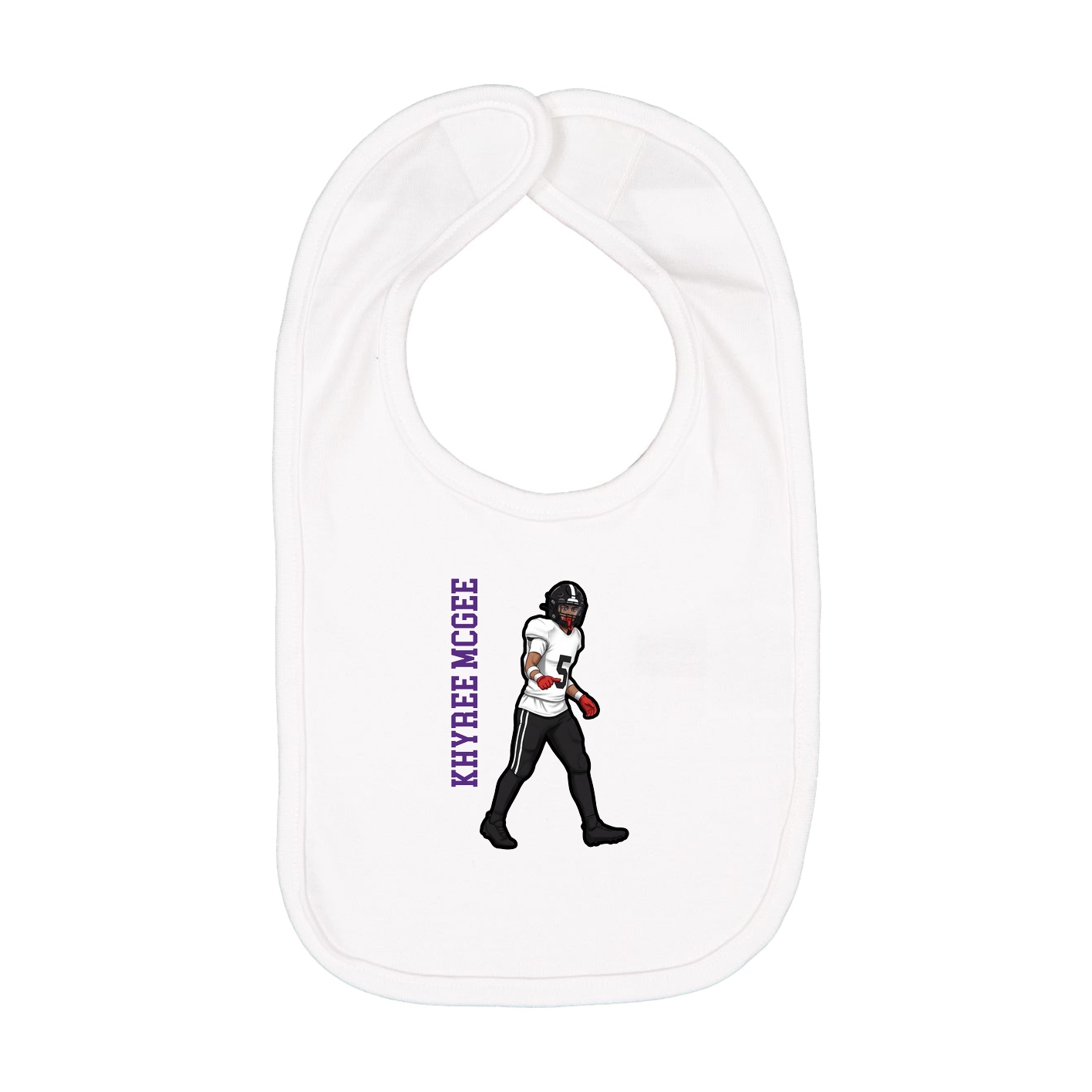 Infant Bib — Name Vertical in White