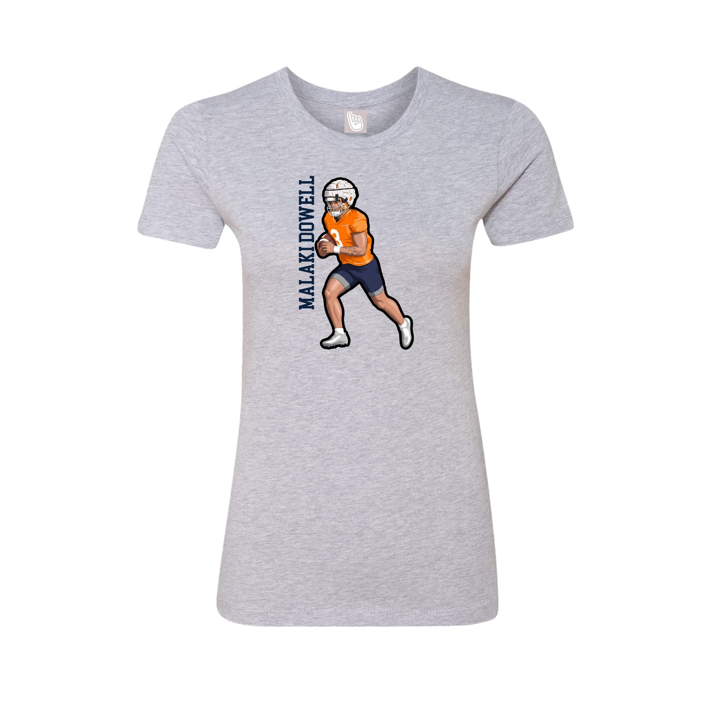 Fitted Women's Tee — Name Vertical in Grey