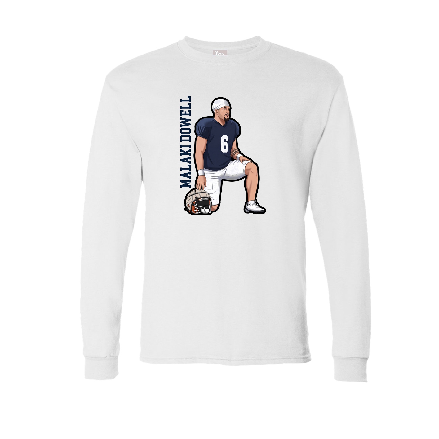 Long Sleeve Tee — Name Vertical in White