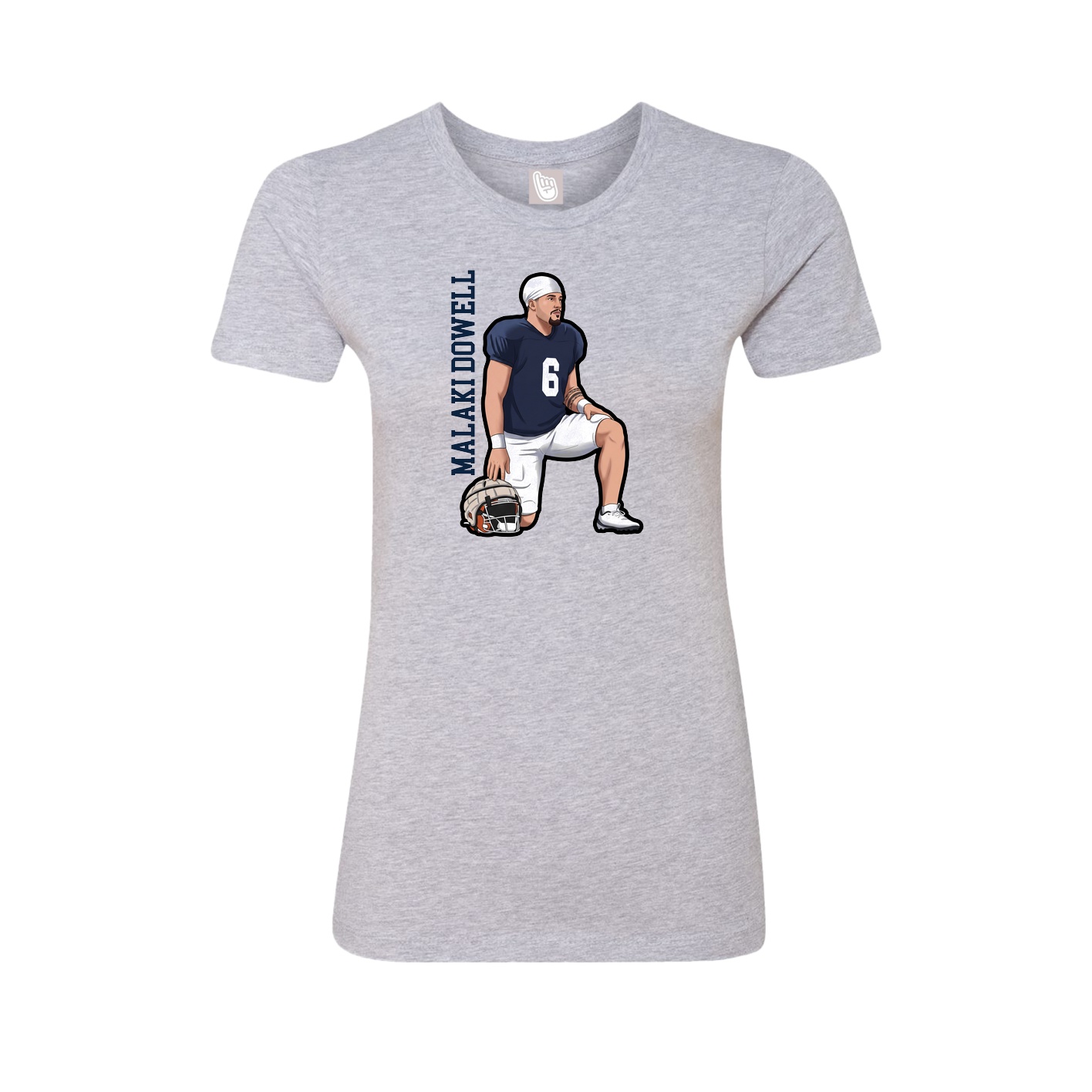 Fitted Women's Tee — Name Vertical in Grey