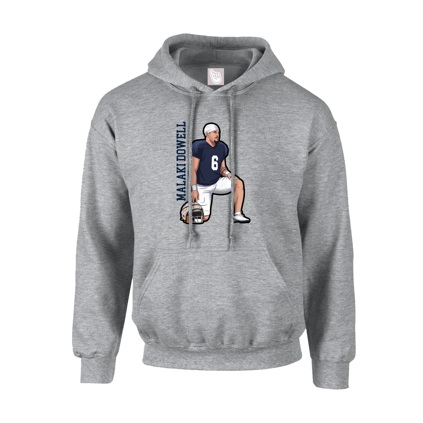 Hoodie — Name Vertical in Grey