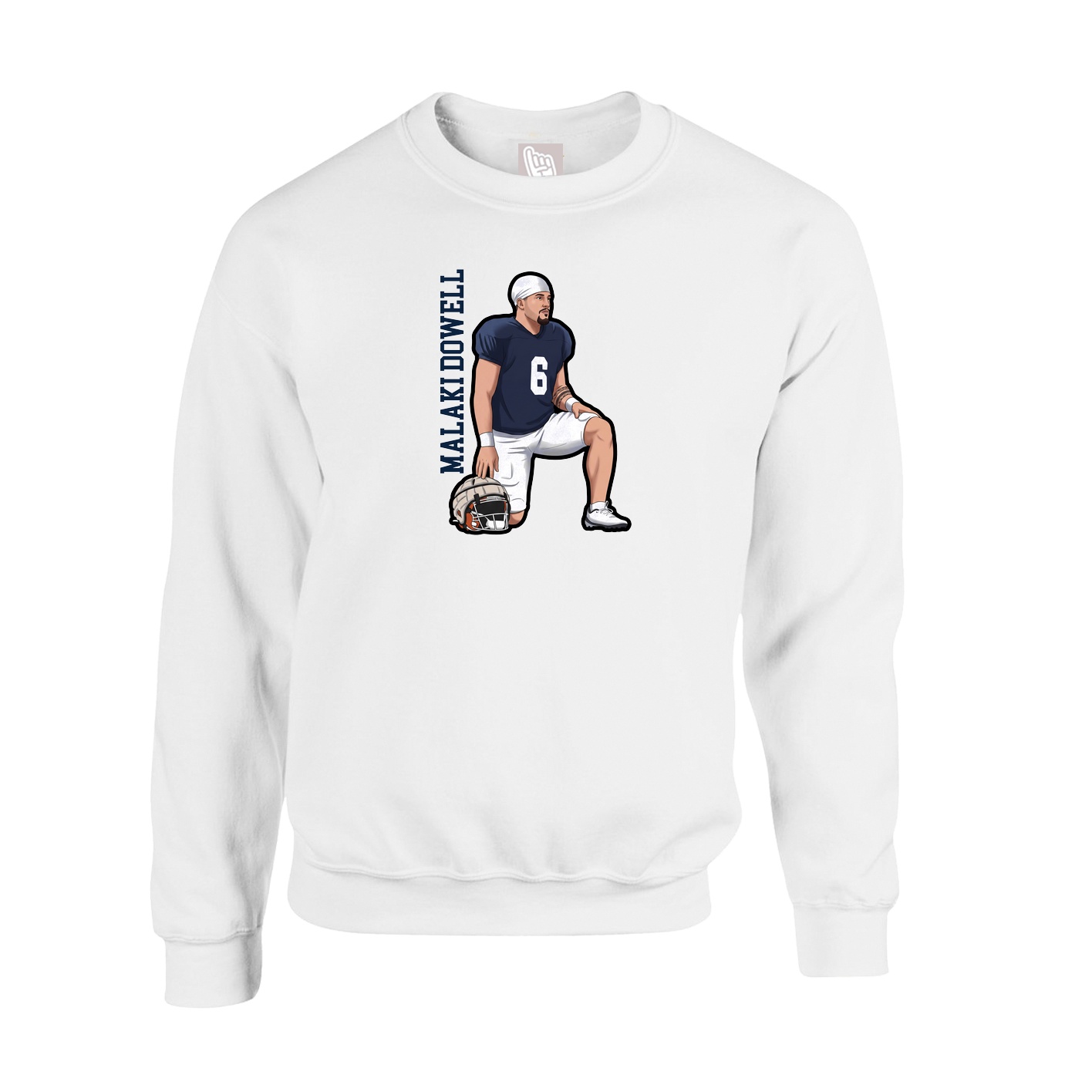 Fleece Crew — Name Vertical in White