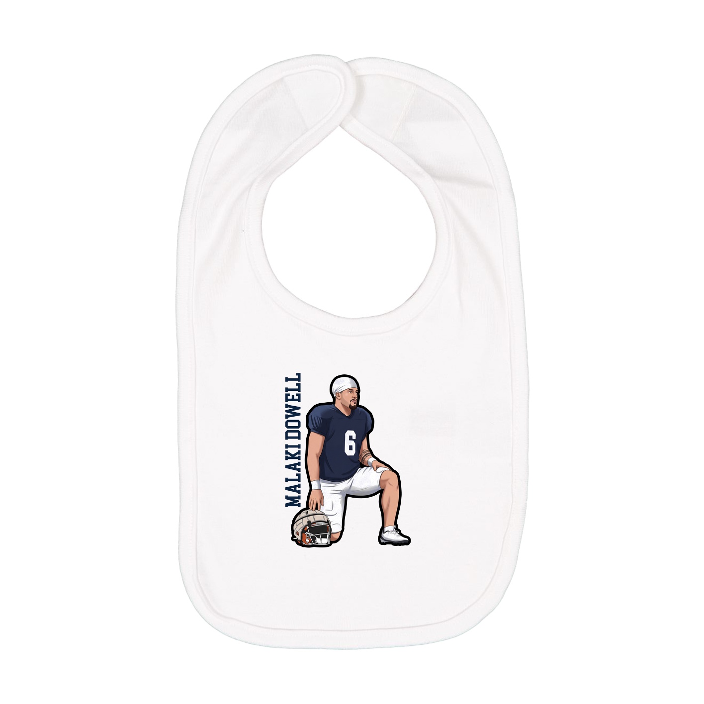 Infant Bib — Name Vertical in White