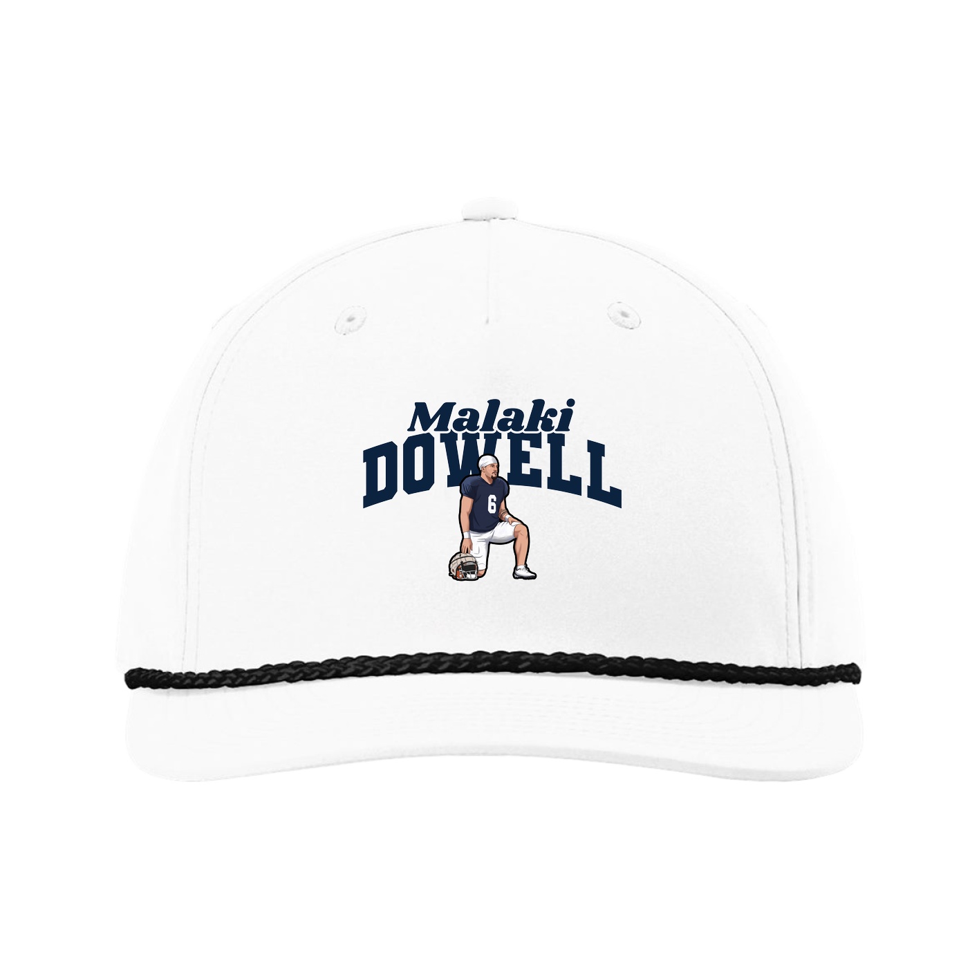 Five-Panel Classic Rope Cap — Signature Arch in White