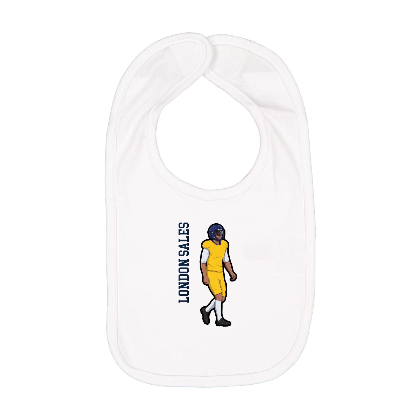 Infant Bib — Name Vertical in White