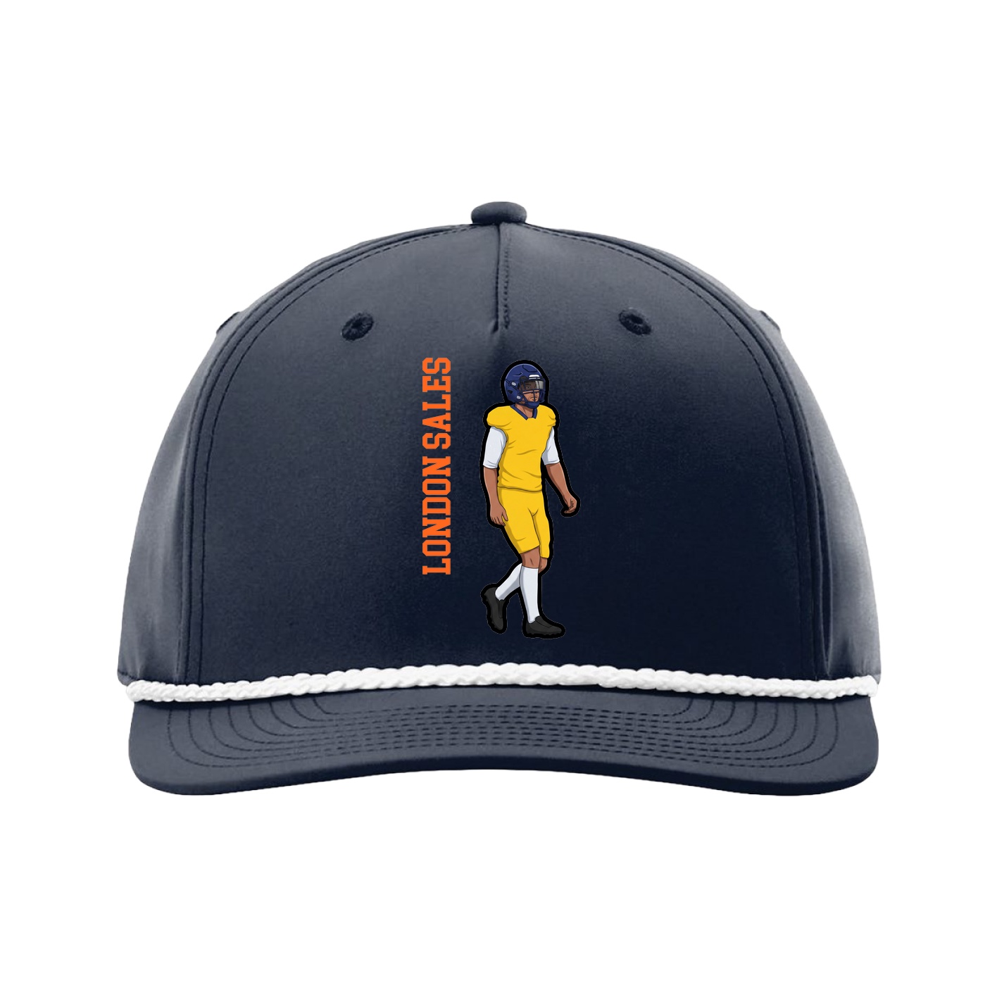 Five-Panel Classic Rope Cap — Name Vertical in Navy