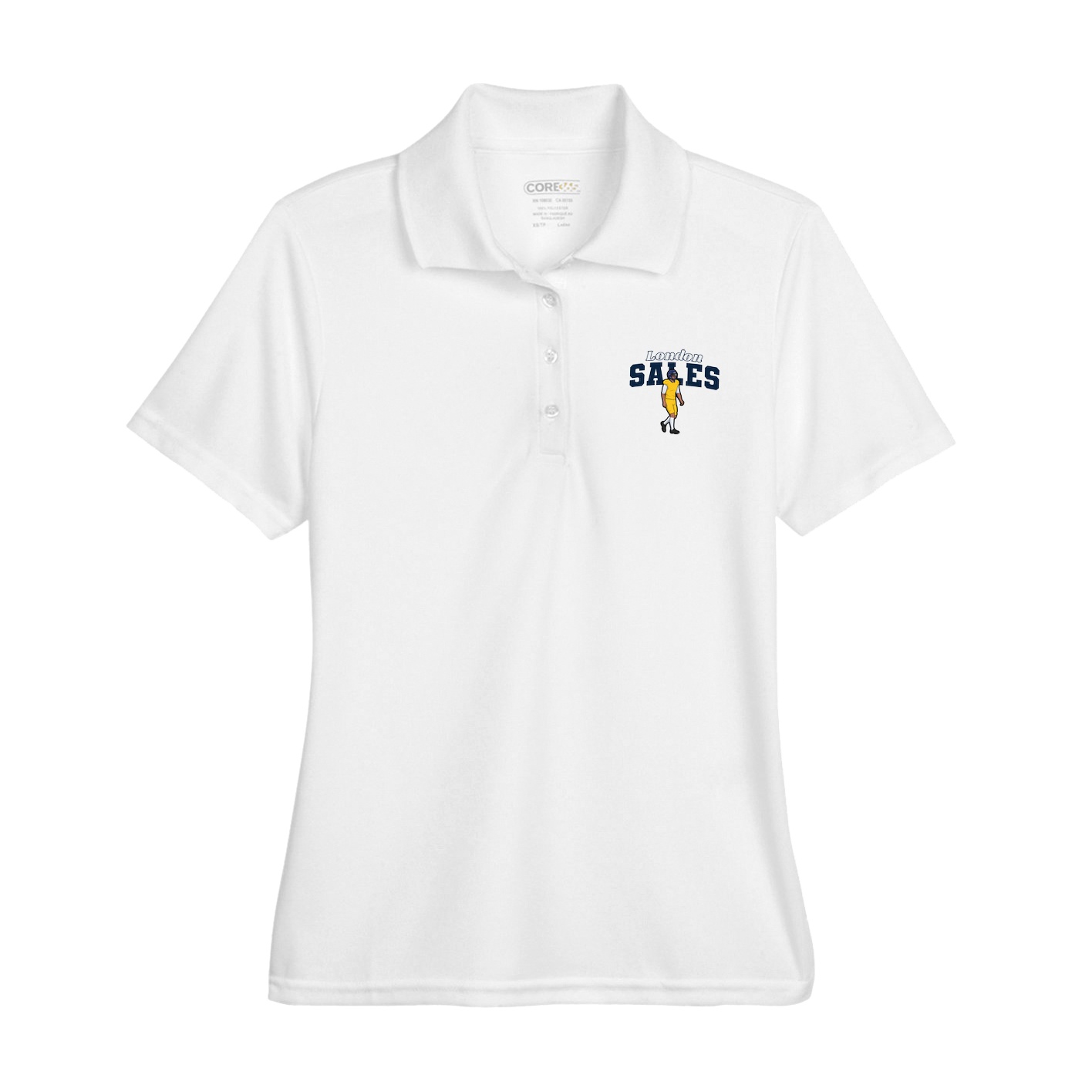 Womens Performance Polo — Name Arch in White