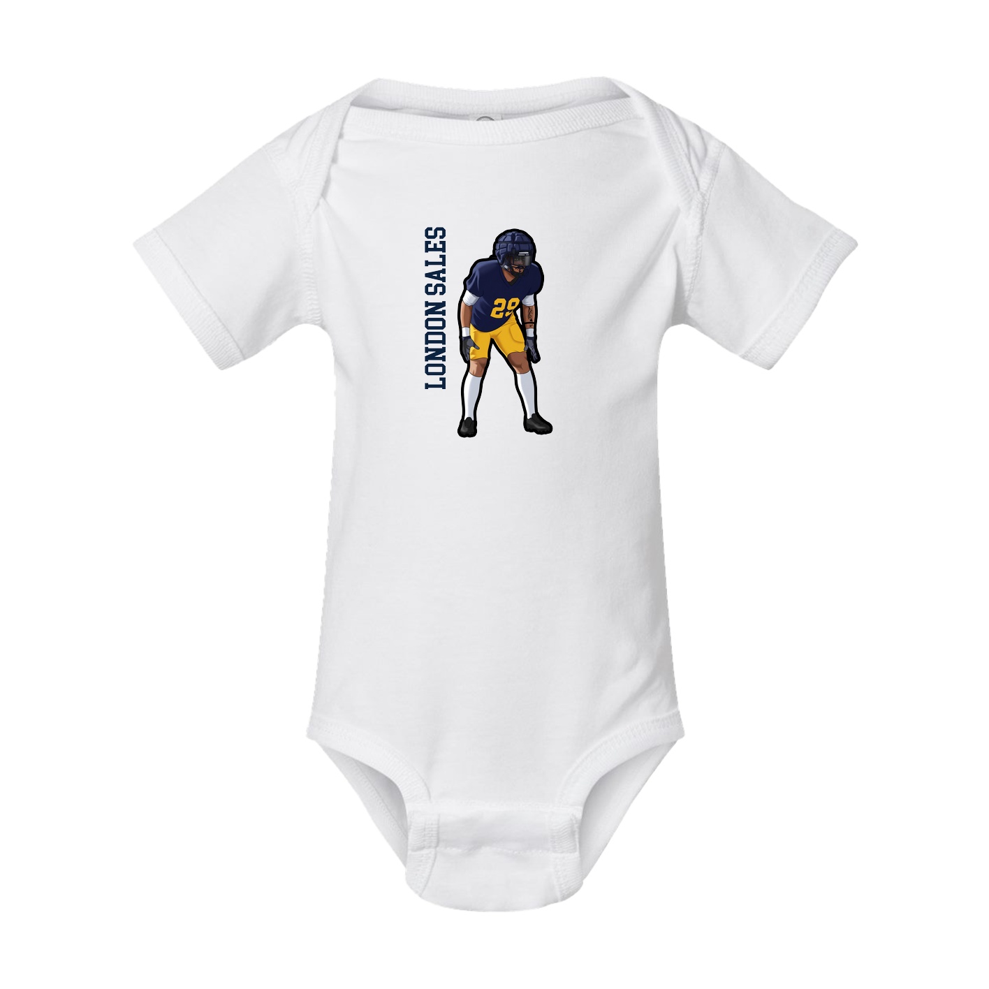 Baby Onesie — Name Vertical in White