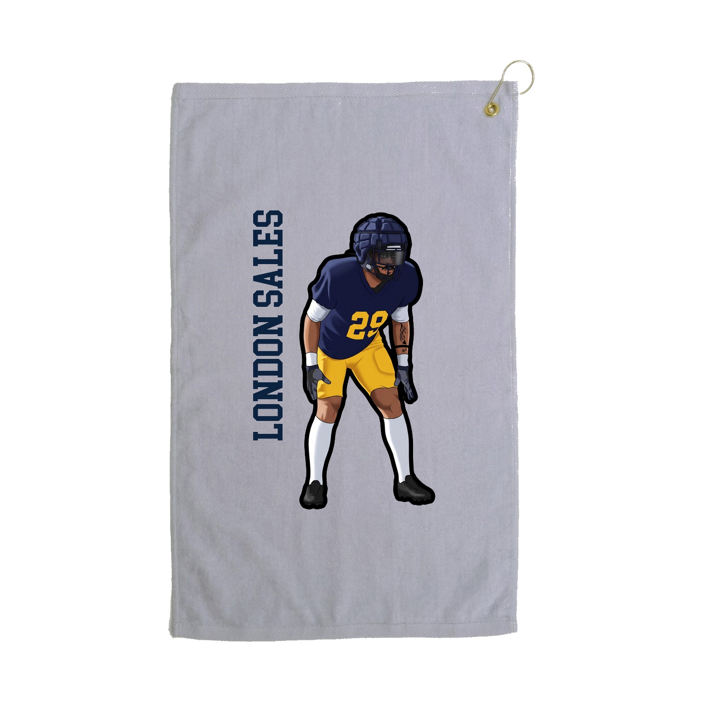 Golf Towel — Name Vertical in Grey