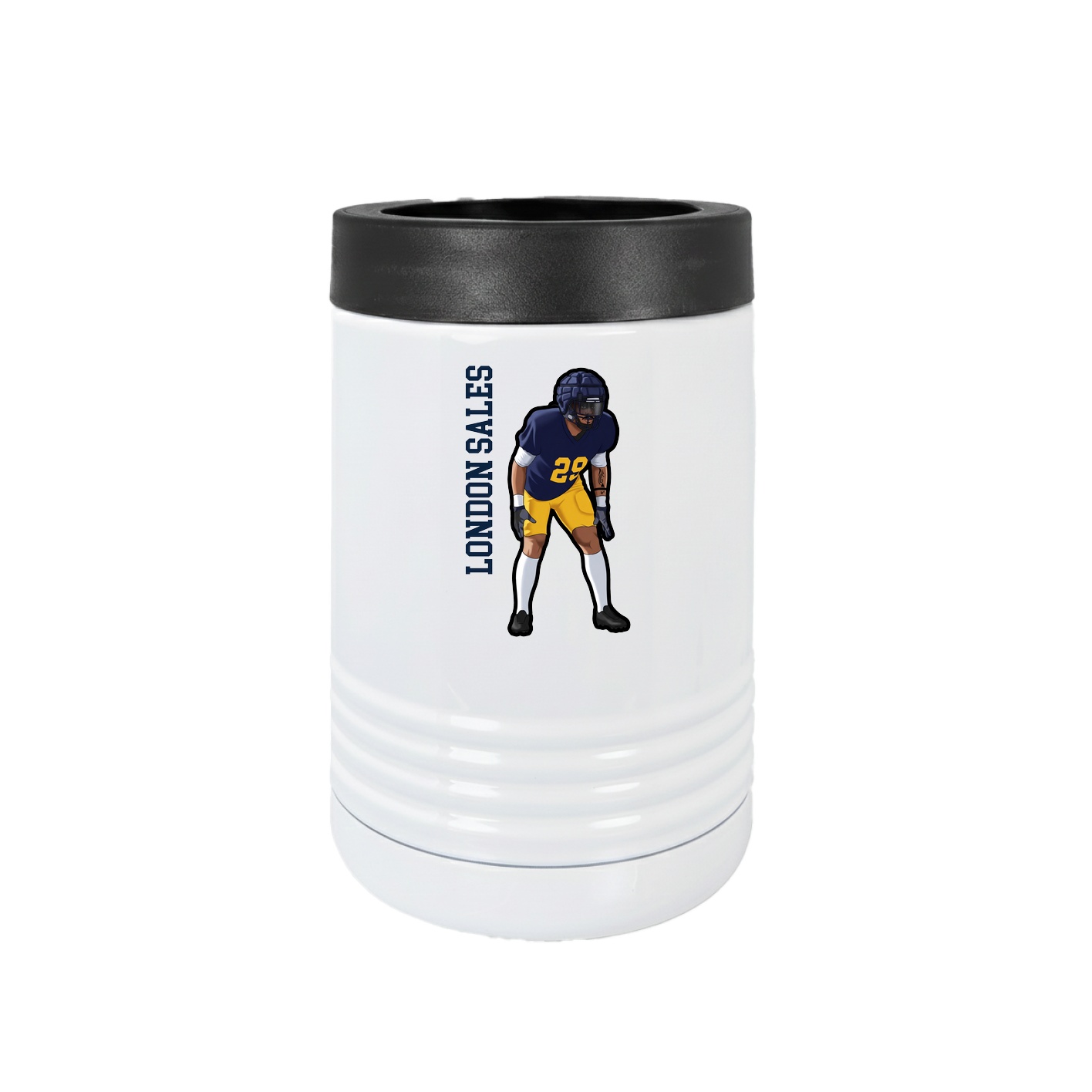 Beverage Holder — Name Vertical in White