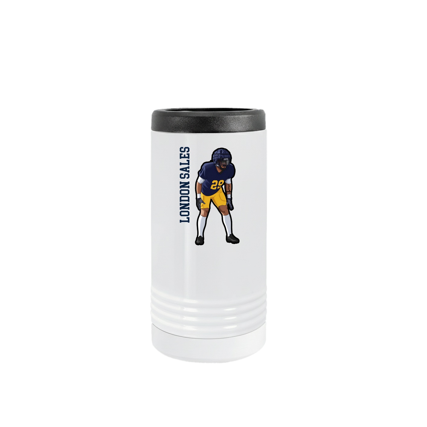 Slim Beverage Holder — Name Vertical in White