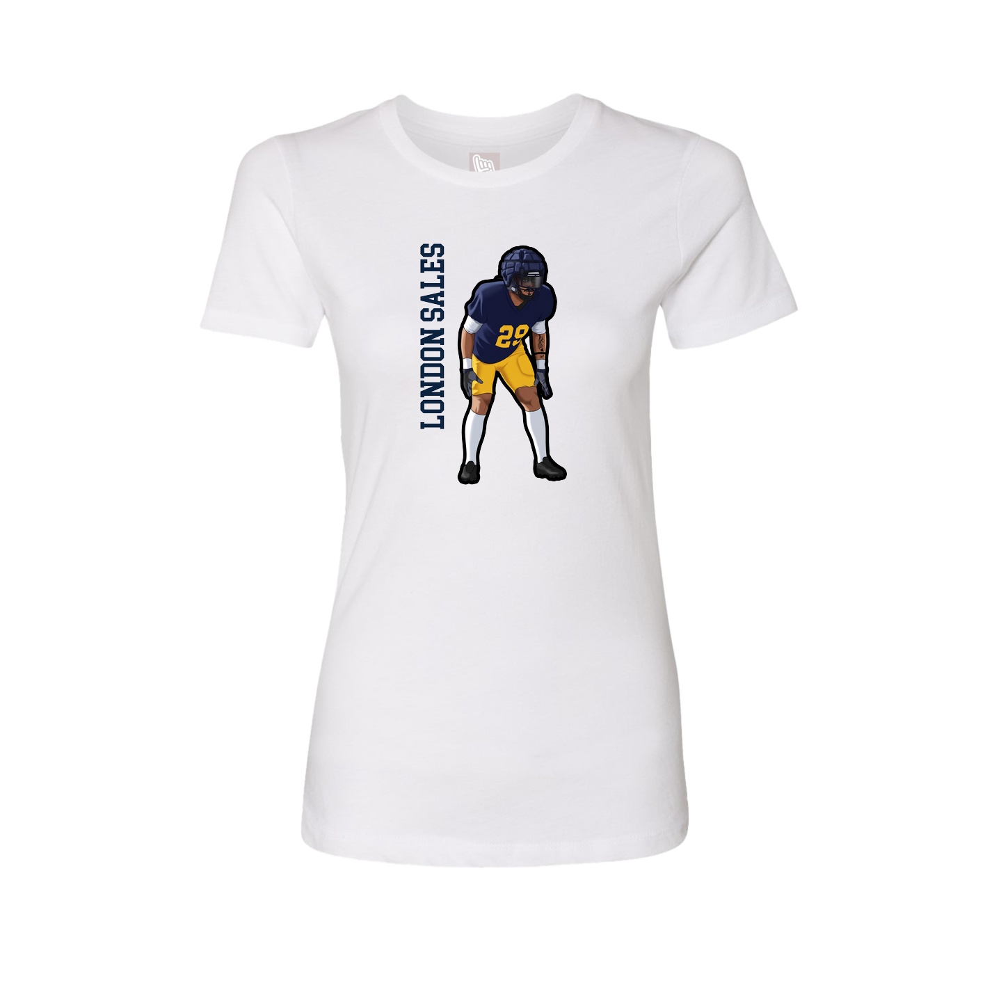 Fitted Women's Tee — Name Vertical in White
