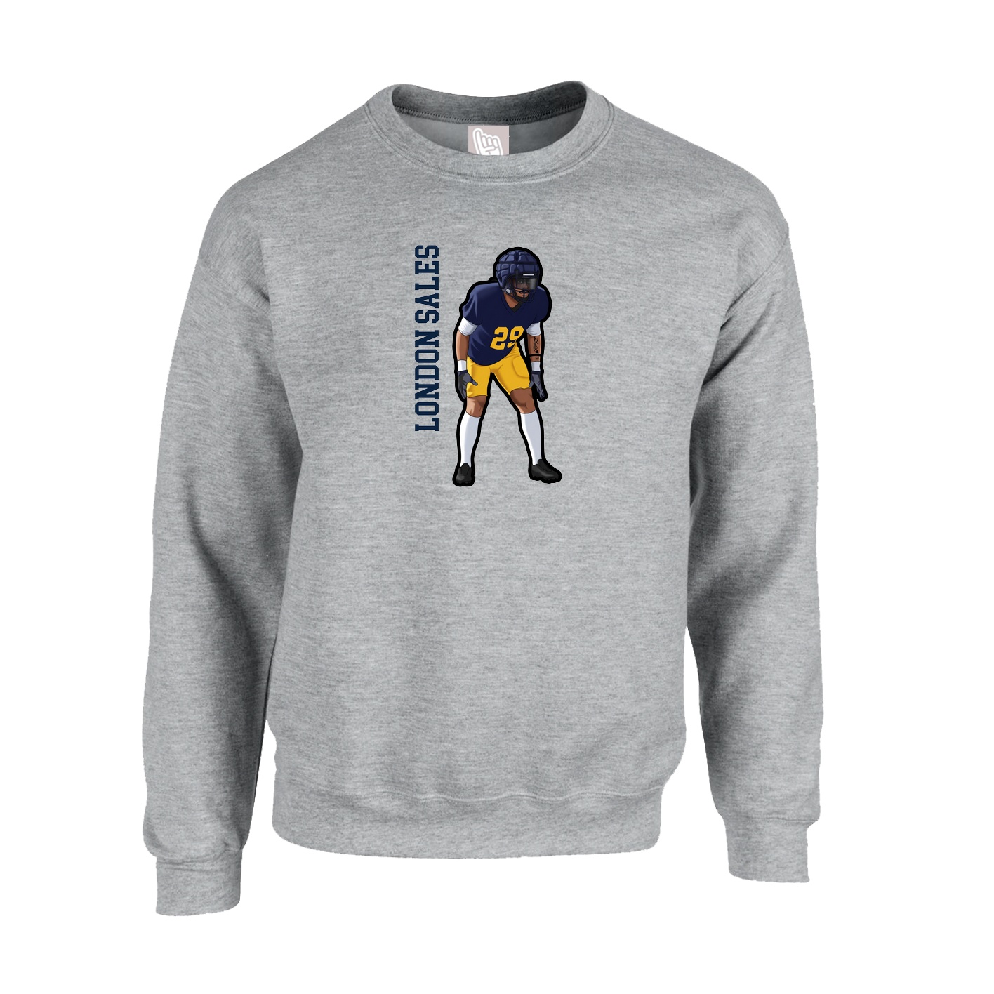 Fleece Crew — Name Vertical in Grey