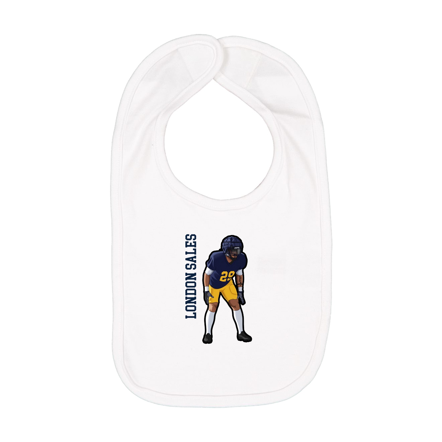 Infant Bib — Name Vertical in White