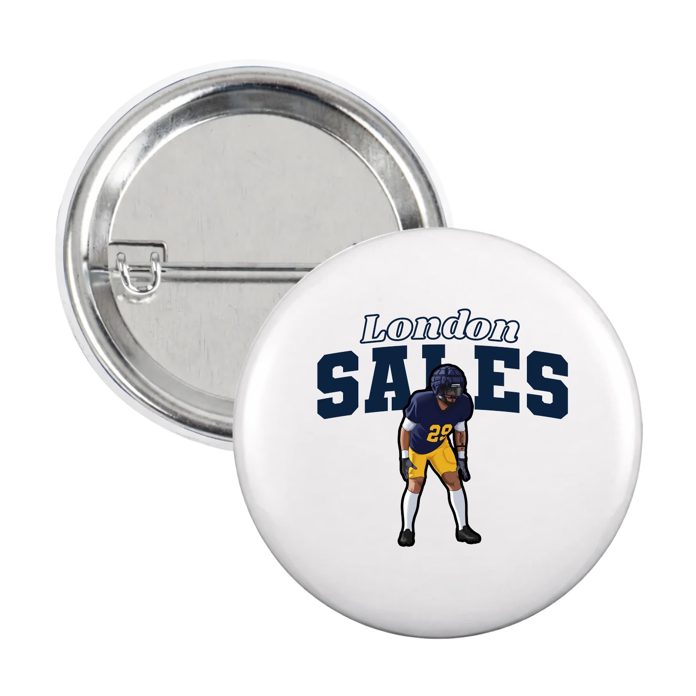 Game Day Button — Name Arch in White