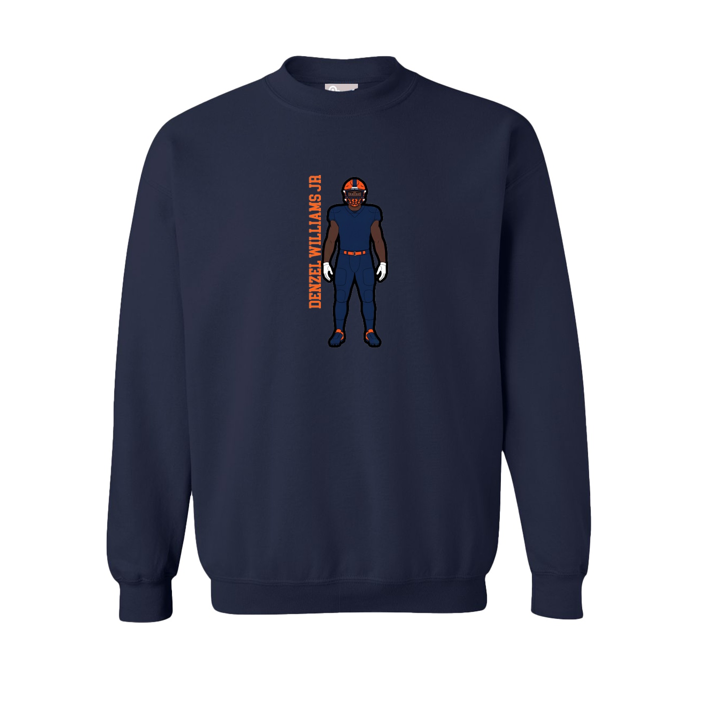 Fleece Crew — Name Vertical in Navy