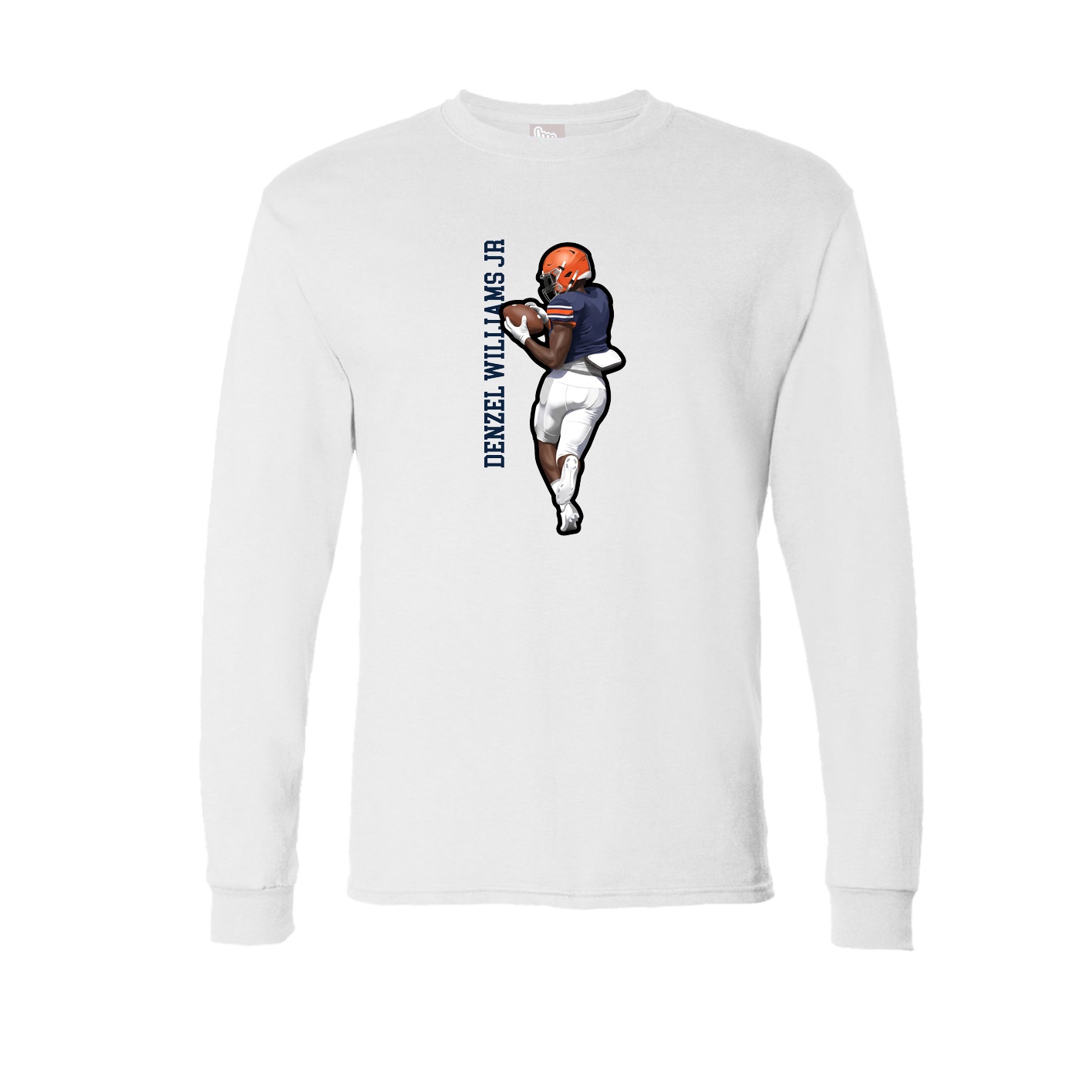 Long Sleeve Tee — Name Vertical in White