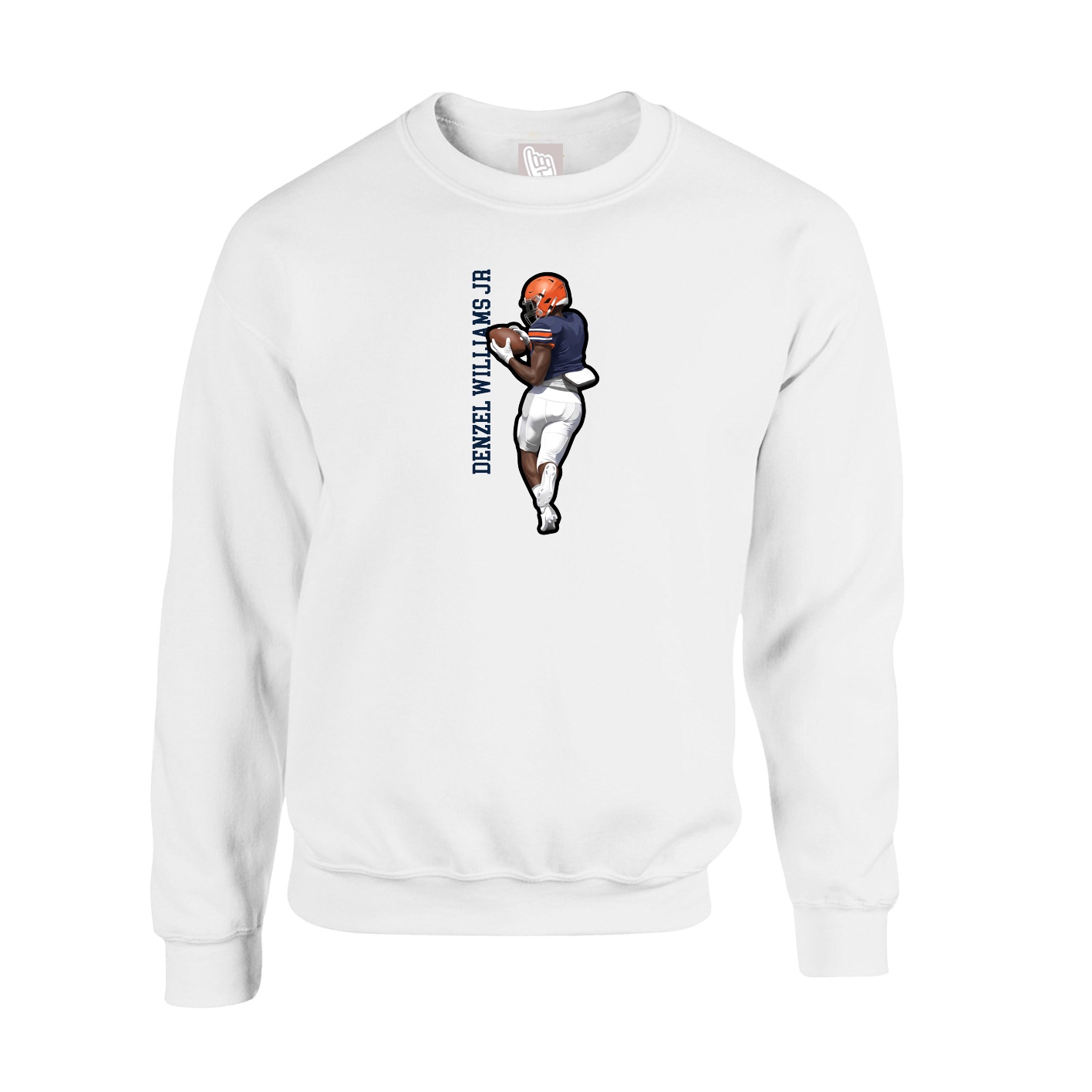 Fleece Crew — Name Vertical in White