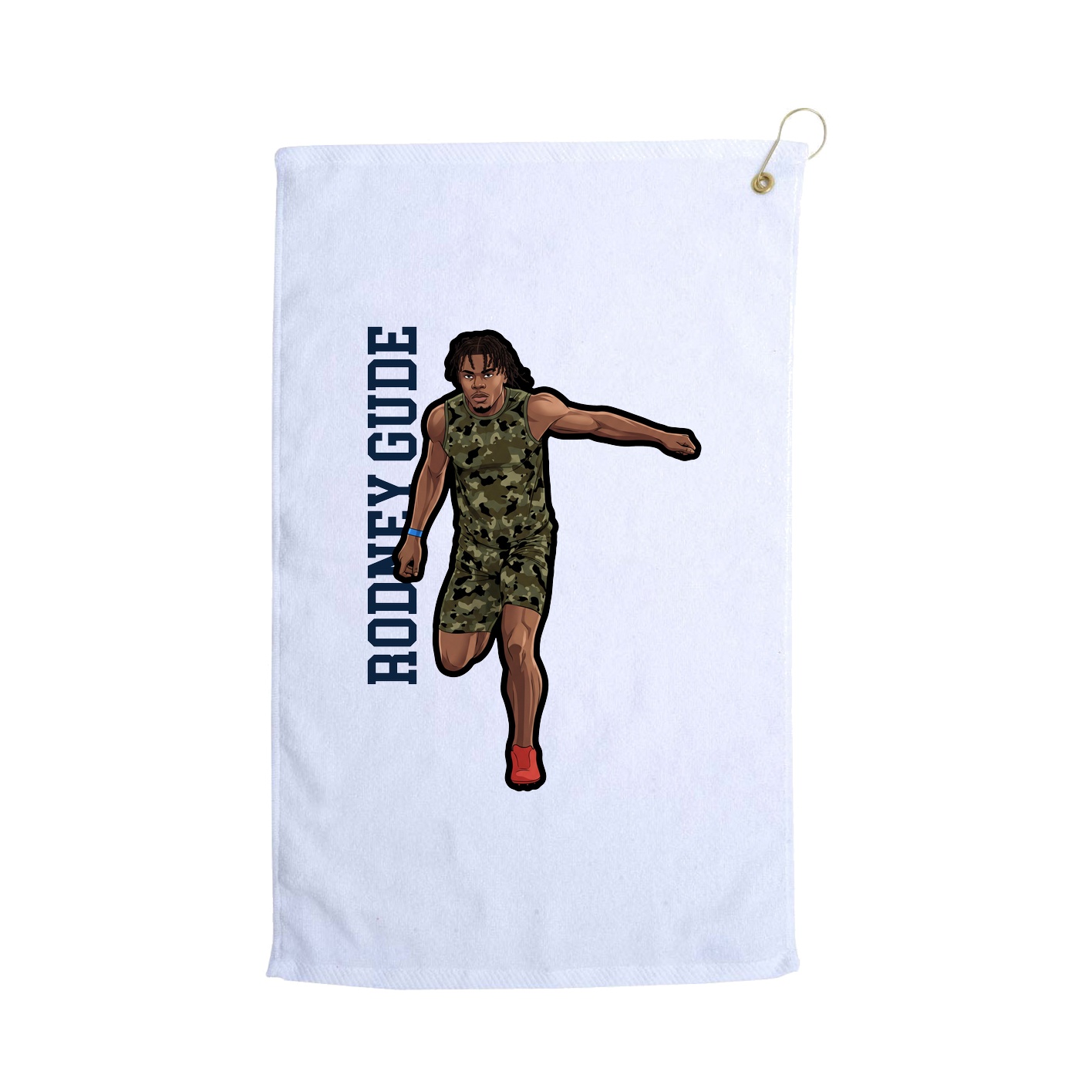 Golf Towel — Name Vertical in White