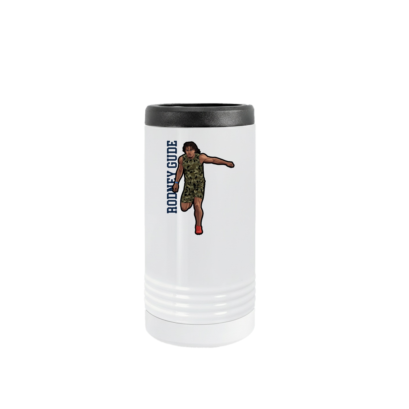 Slim Beverage Holder — Name Vertical in White