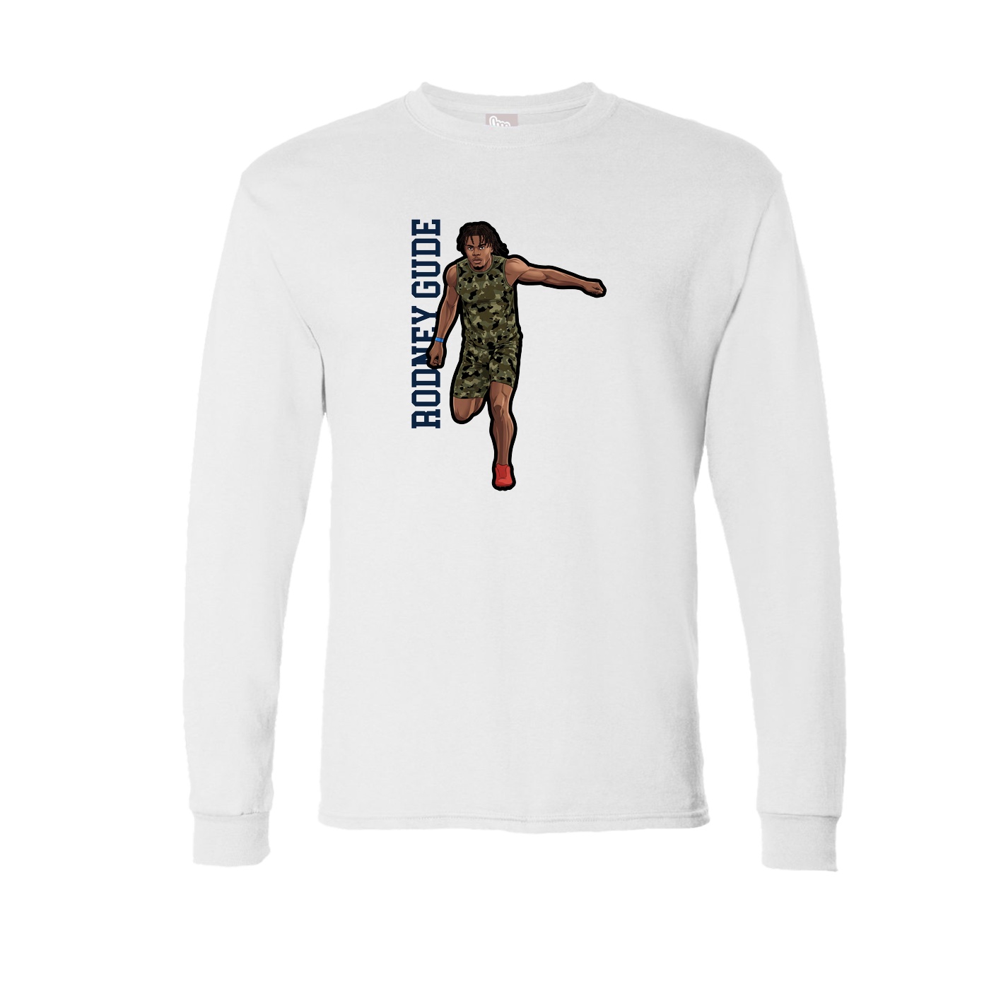 Long Sleeve Tee — Name Vertical in White