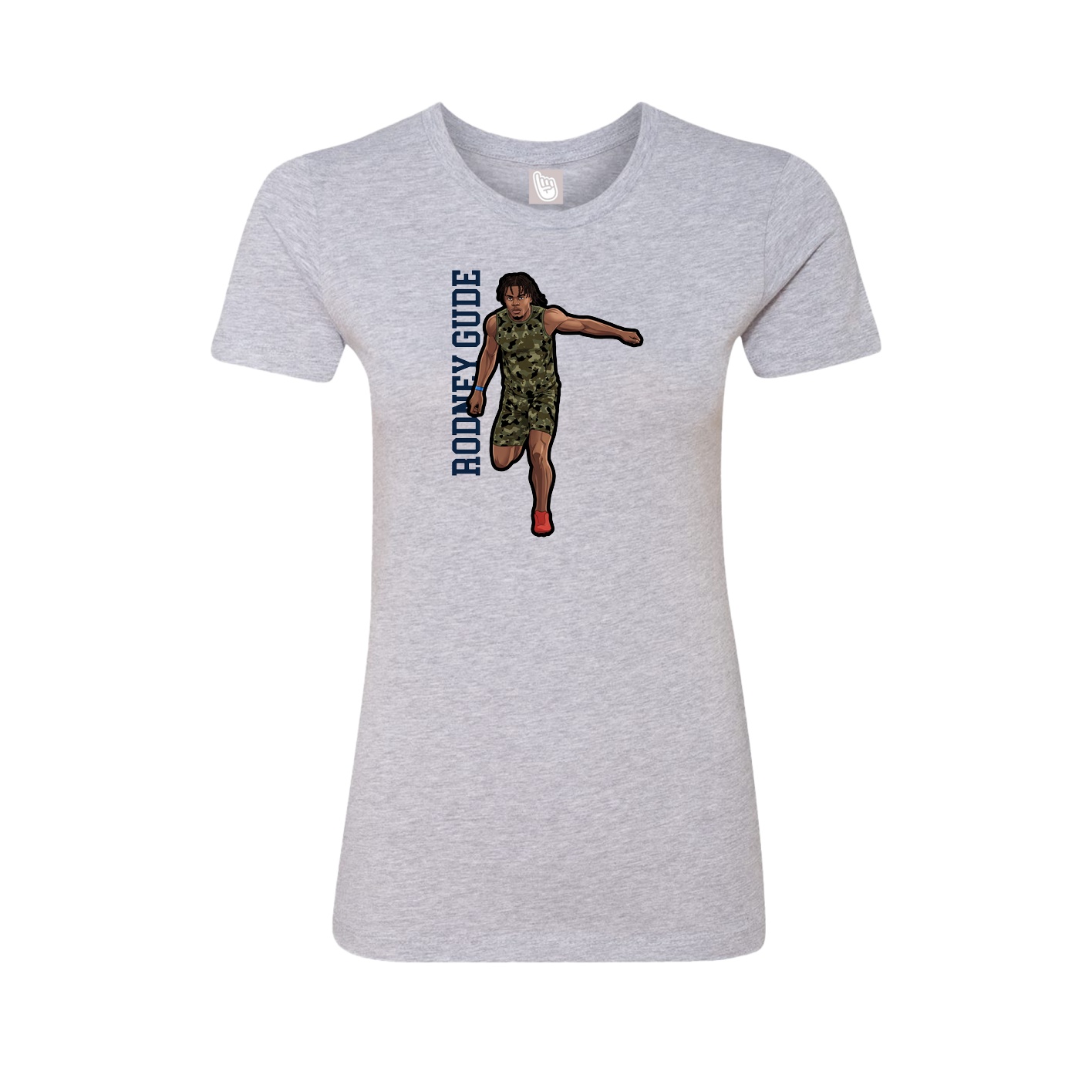 Fitted Women's Tee — Name Vertical in Grey