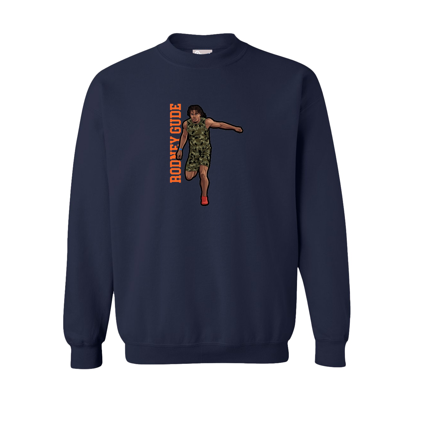 Fleece Crew — Name Vertical in Navy