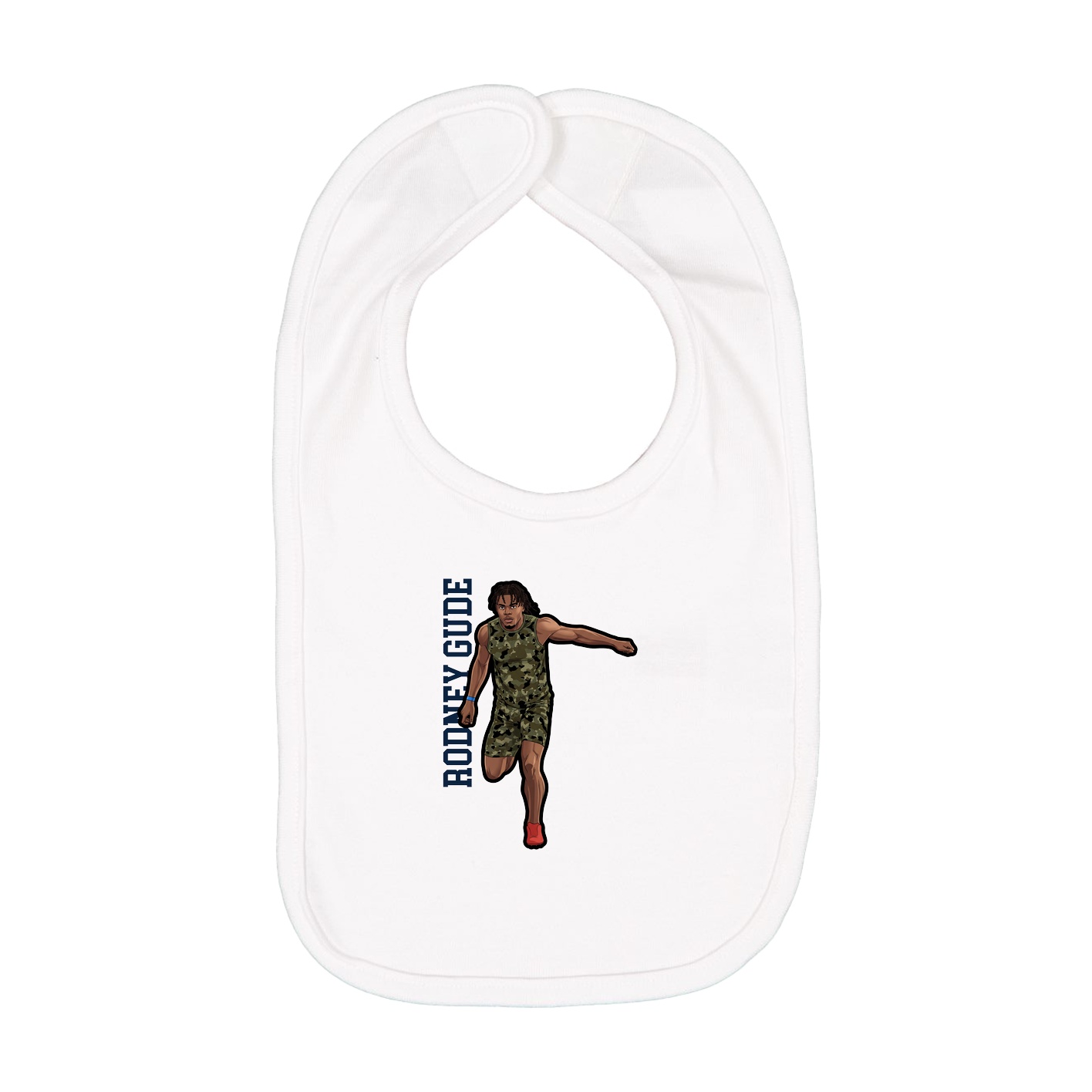 Infant Bib — Name Vertical in White