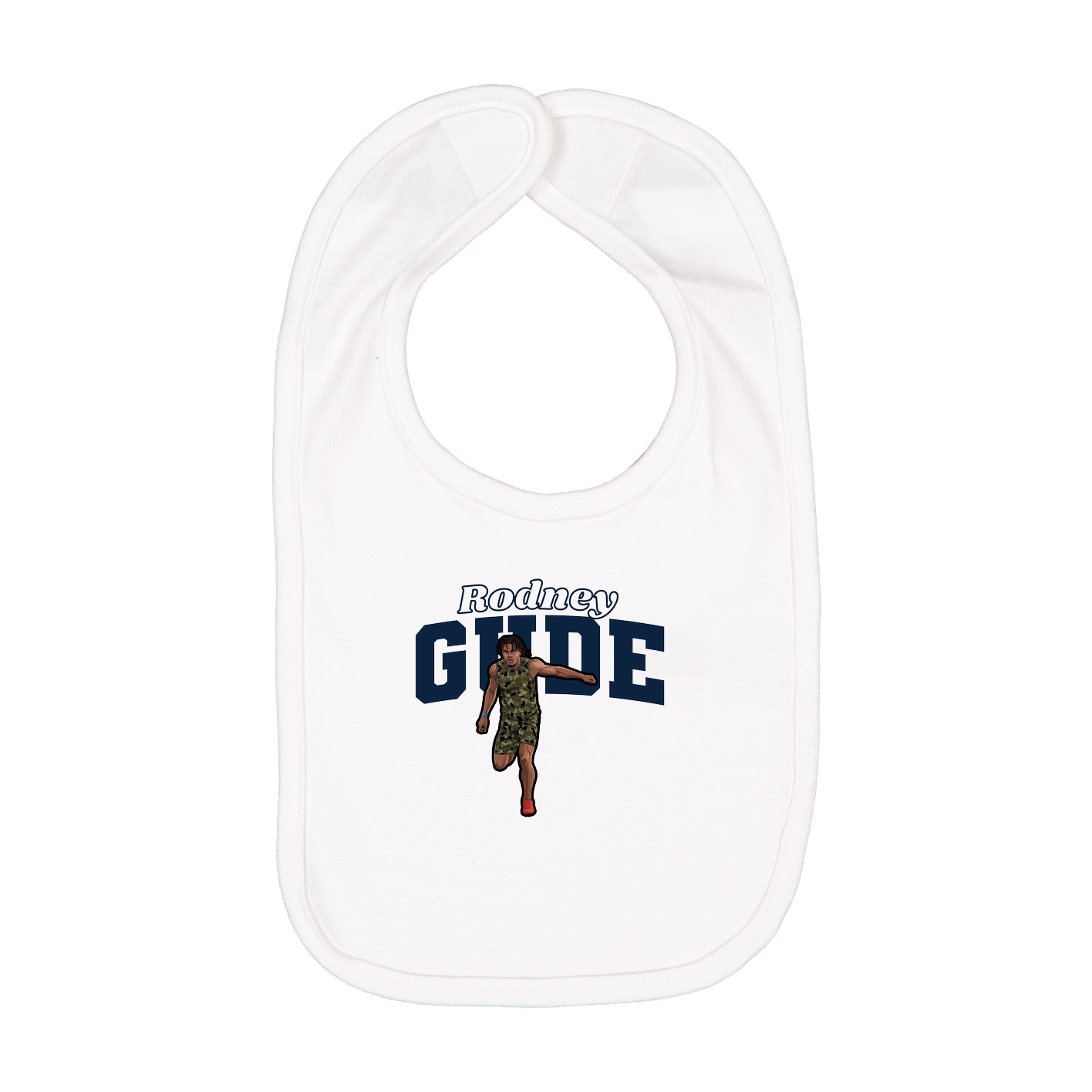 Infant Bib — Name Arch in White