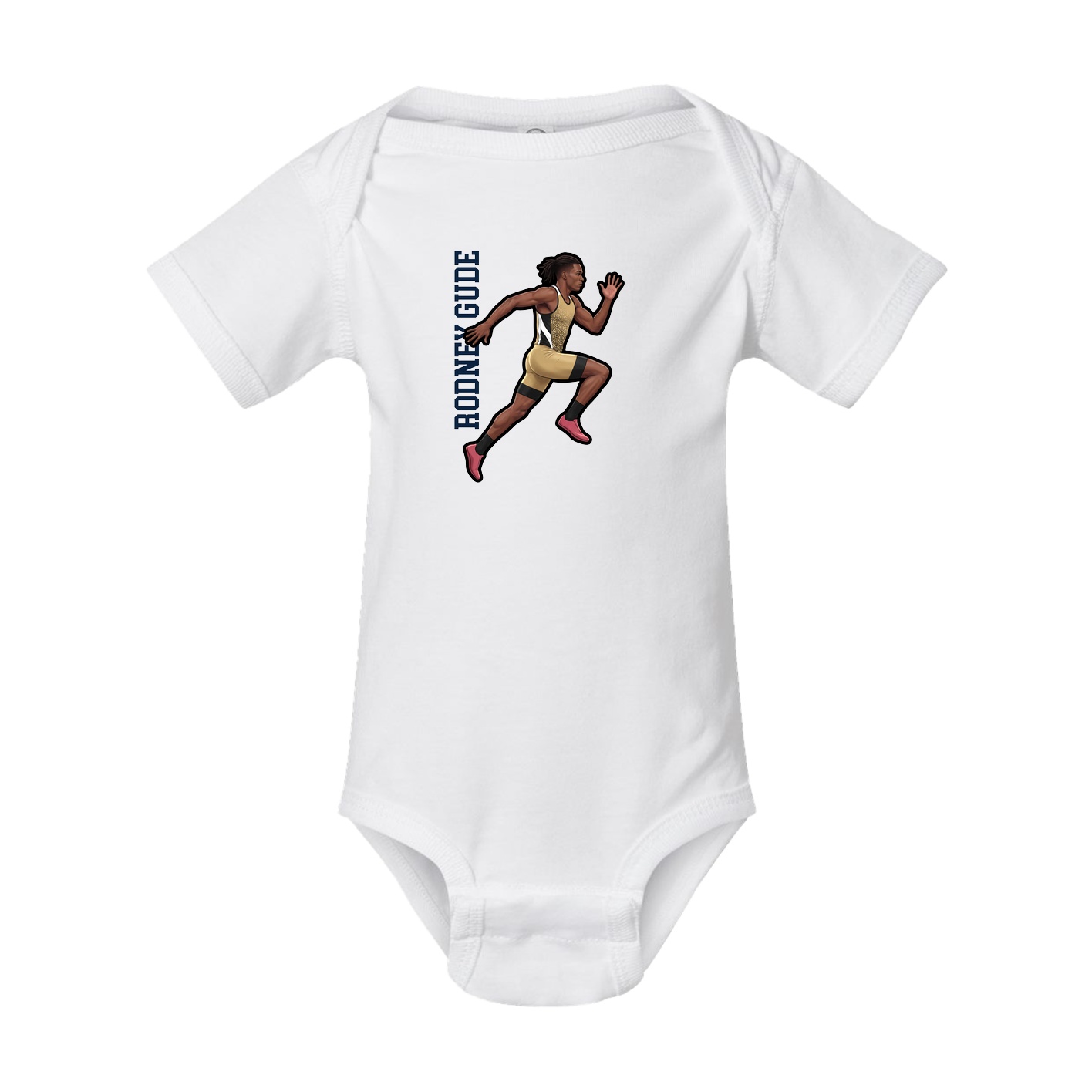 Baby Onesie — Name Vertical in White