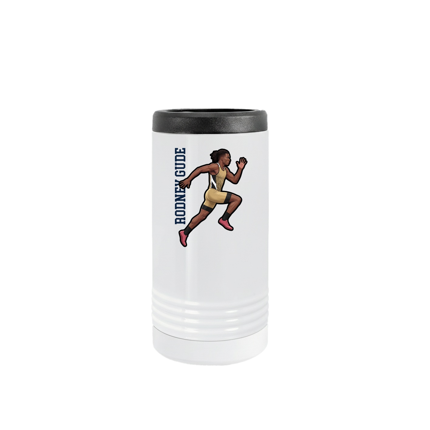 Slim Beverage Holder — Name Vertical in White