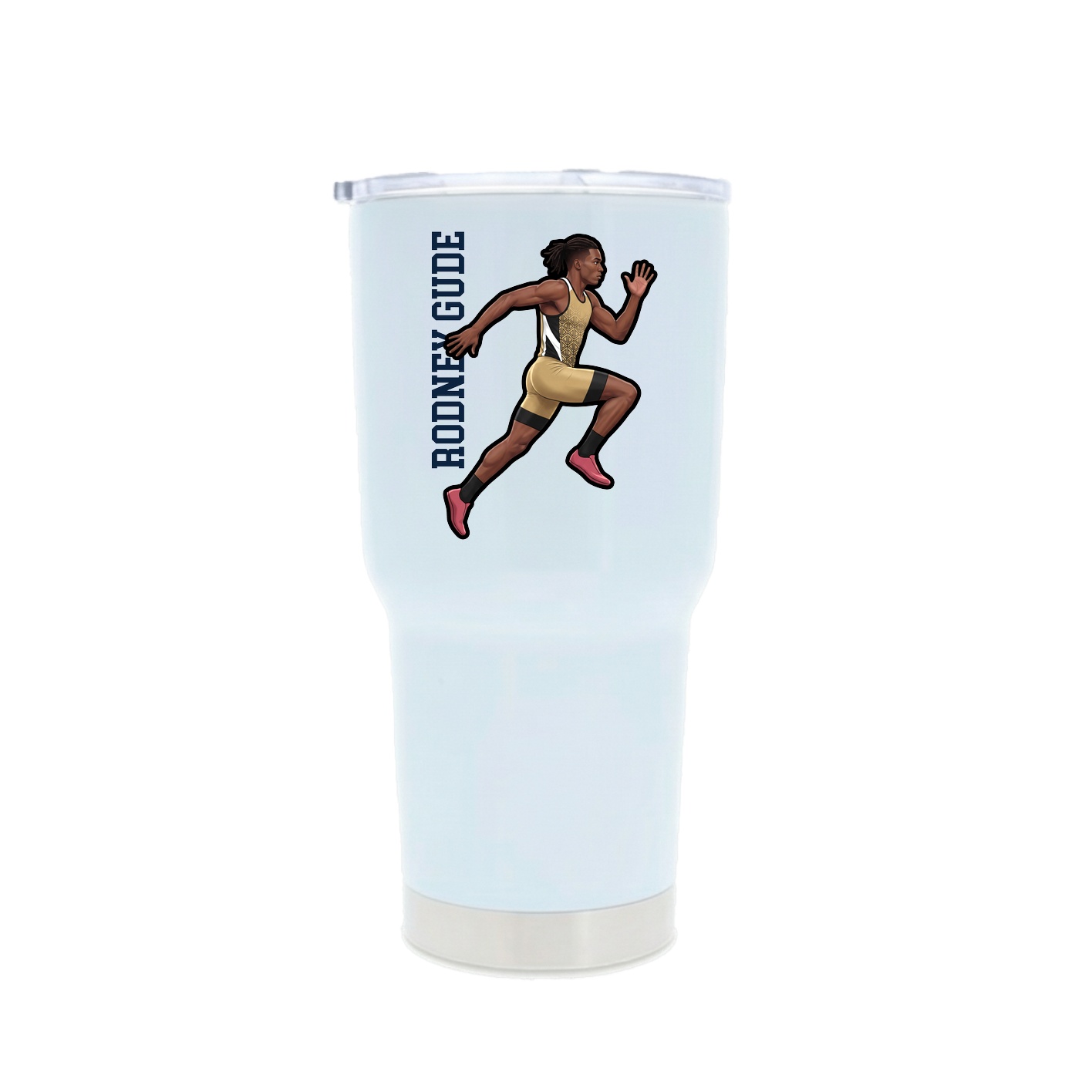 30oz Stainless Steel Tumbler — Name Vertical in White